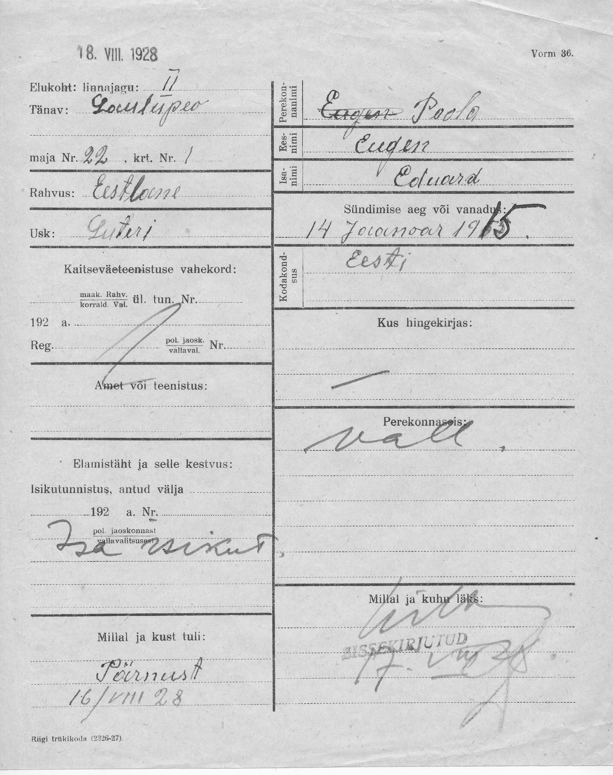 Poola, Eugen, Eduard