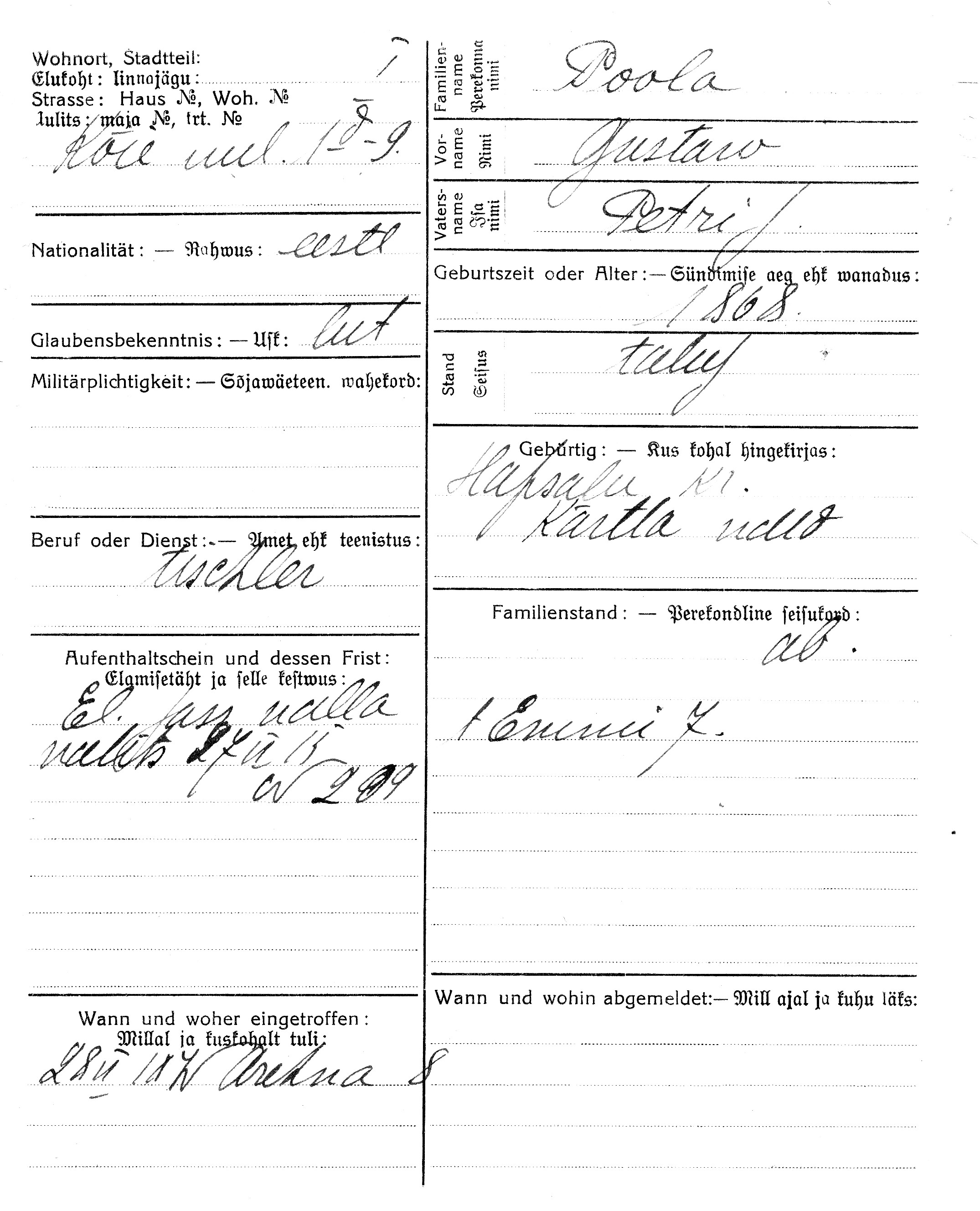 Poola, Gustaw, Peter