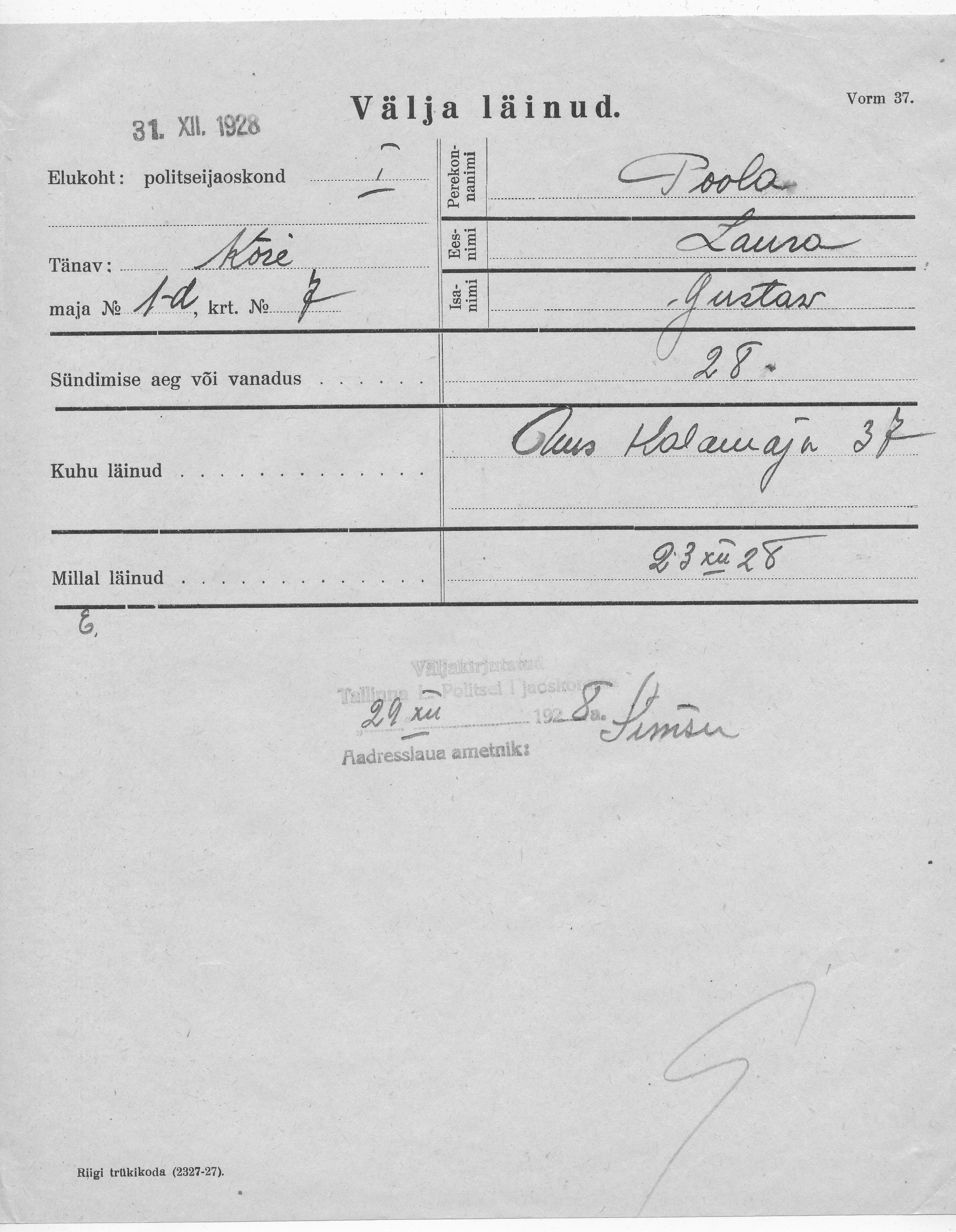 Poola, Laura, Gustaw