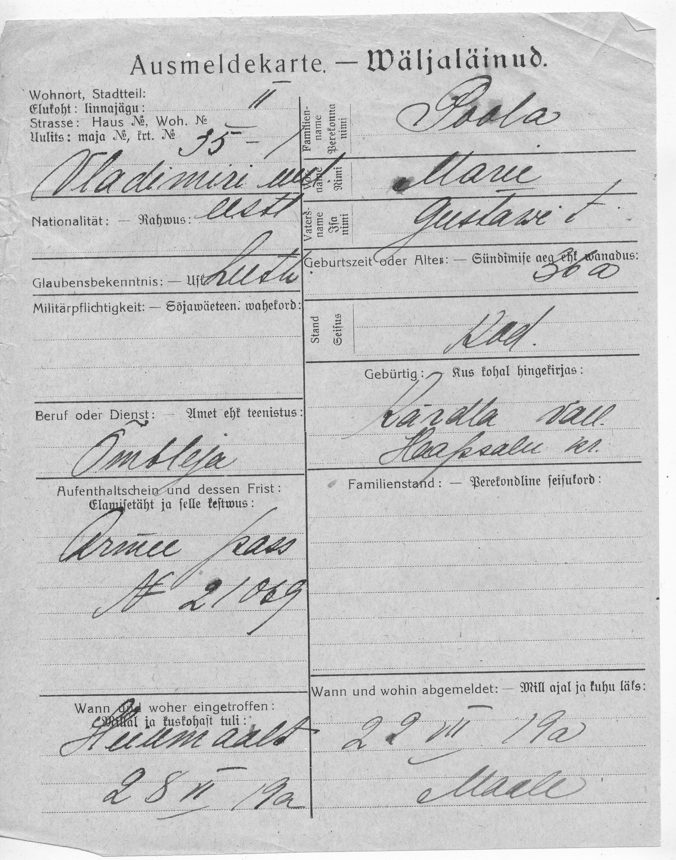 Poola, Marie, Gustaw