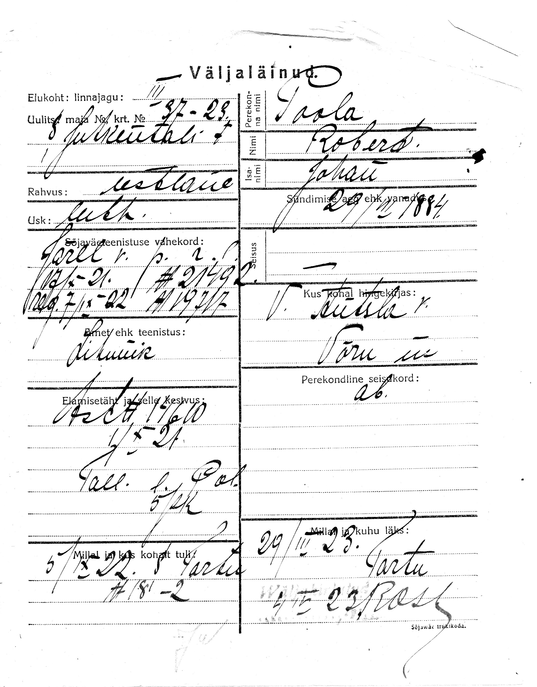 Poola, Robert, Johan