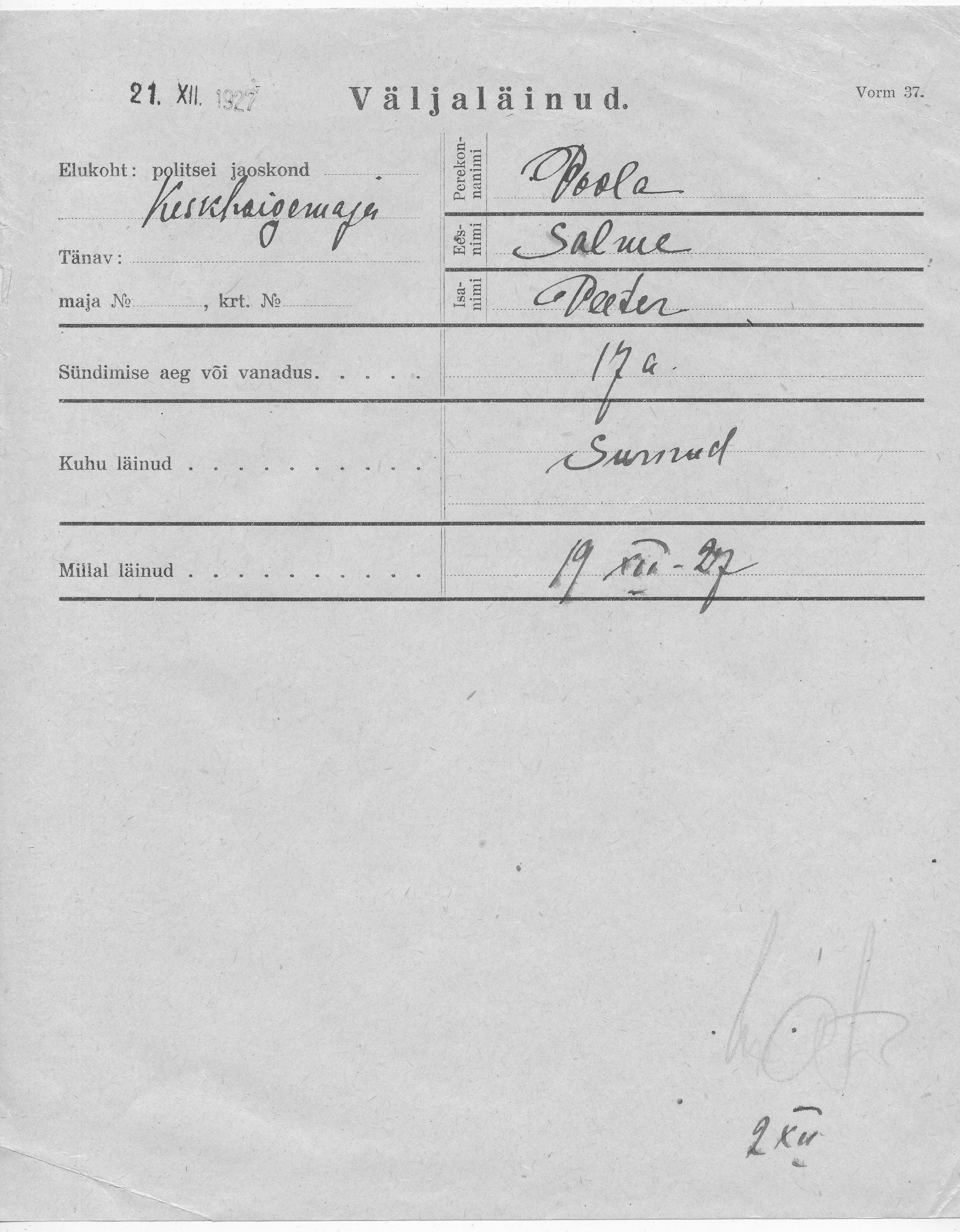 Poola, Salme, Peeter