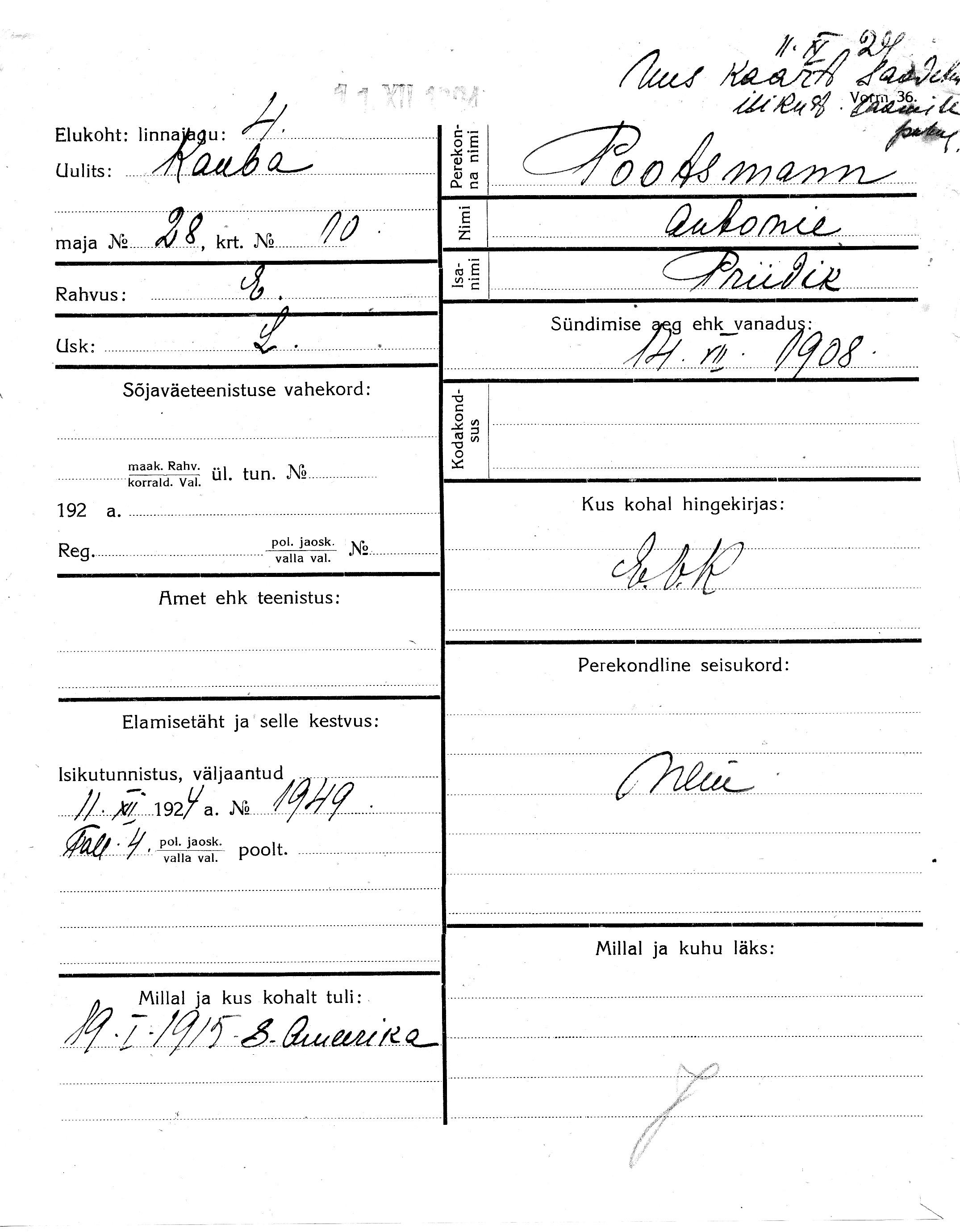 Pootsmann, Antonie, Priidik