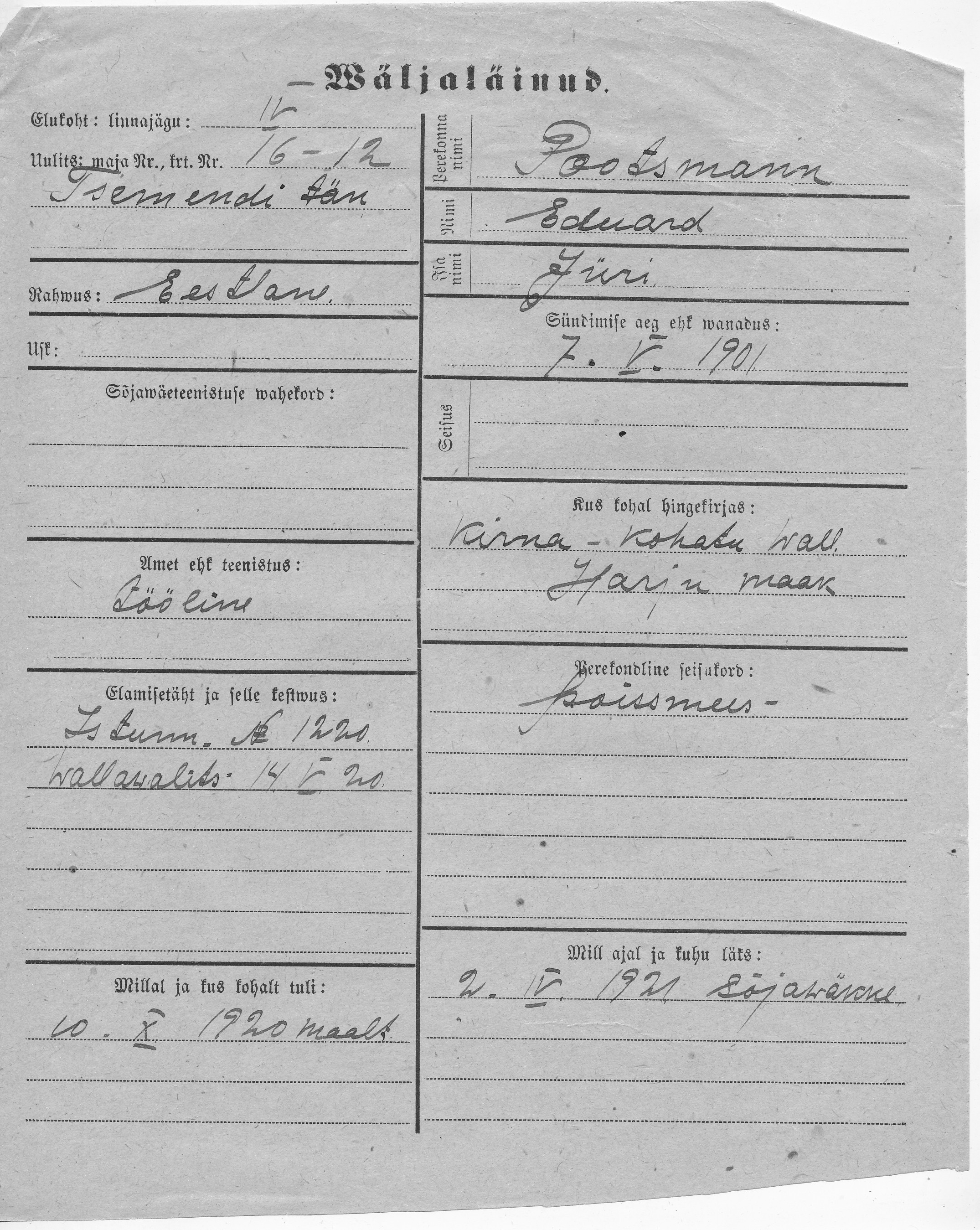 Pootsmann, Eduard, Jüri