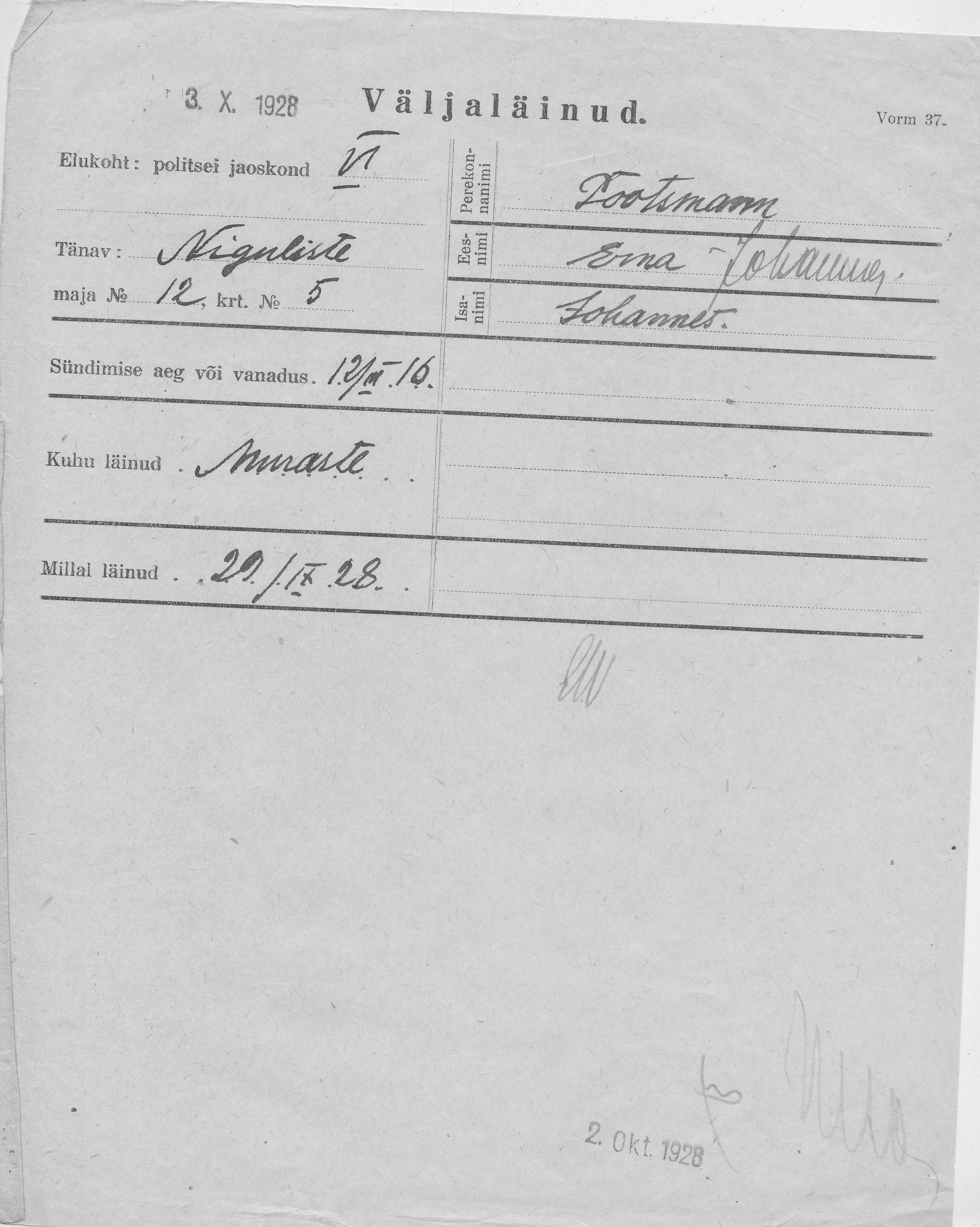 Pootsmann, Erna-Johanna, Johannes