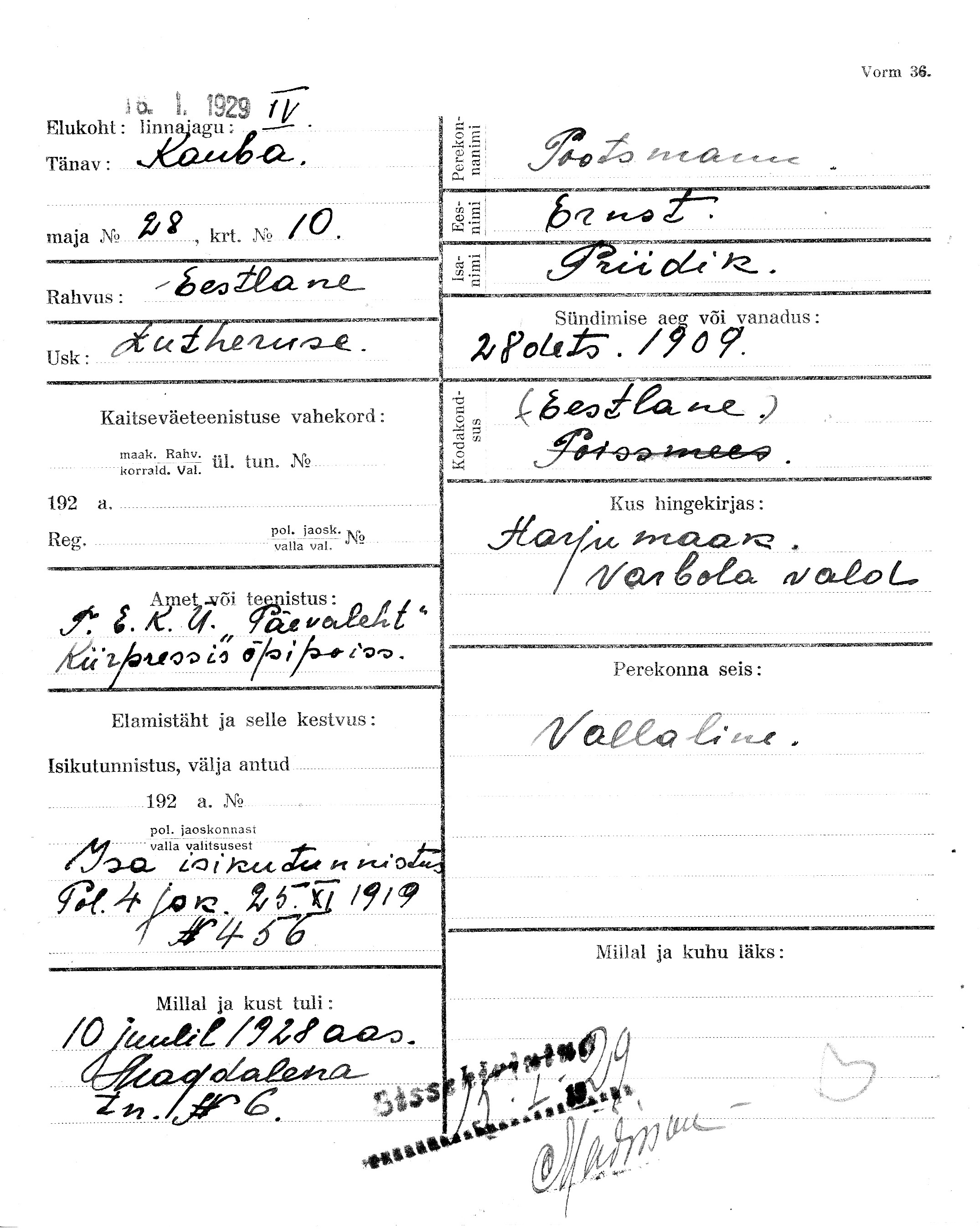 Pootsmann, Ernst, Priidik