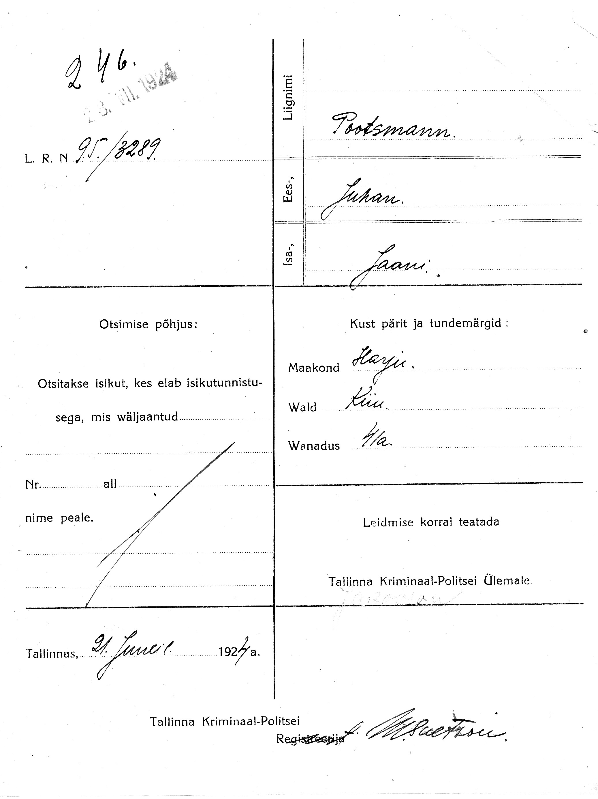 Pootsmann, Juhan, Jaan