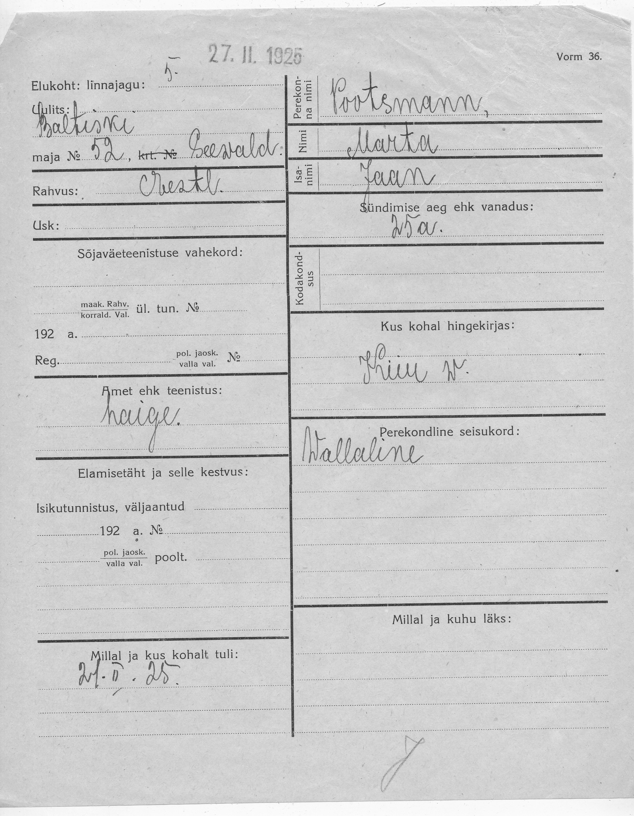 Pootsmann, Marta, Jaan