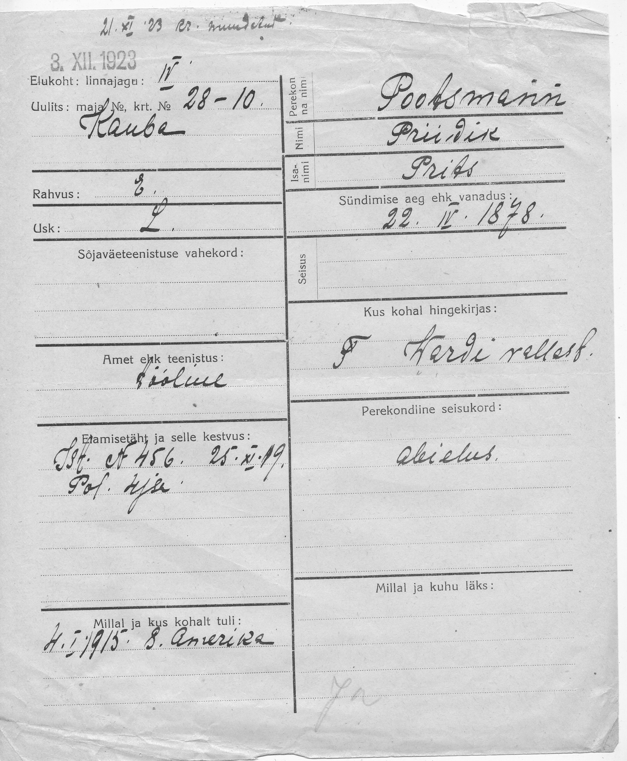 Pootsmann, Priidik, Prits