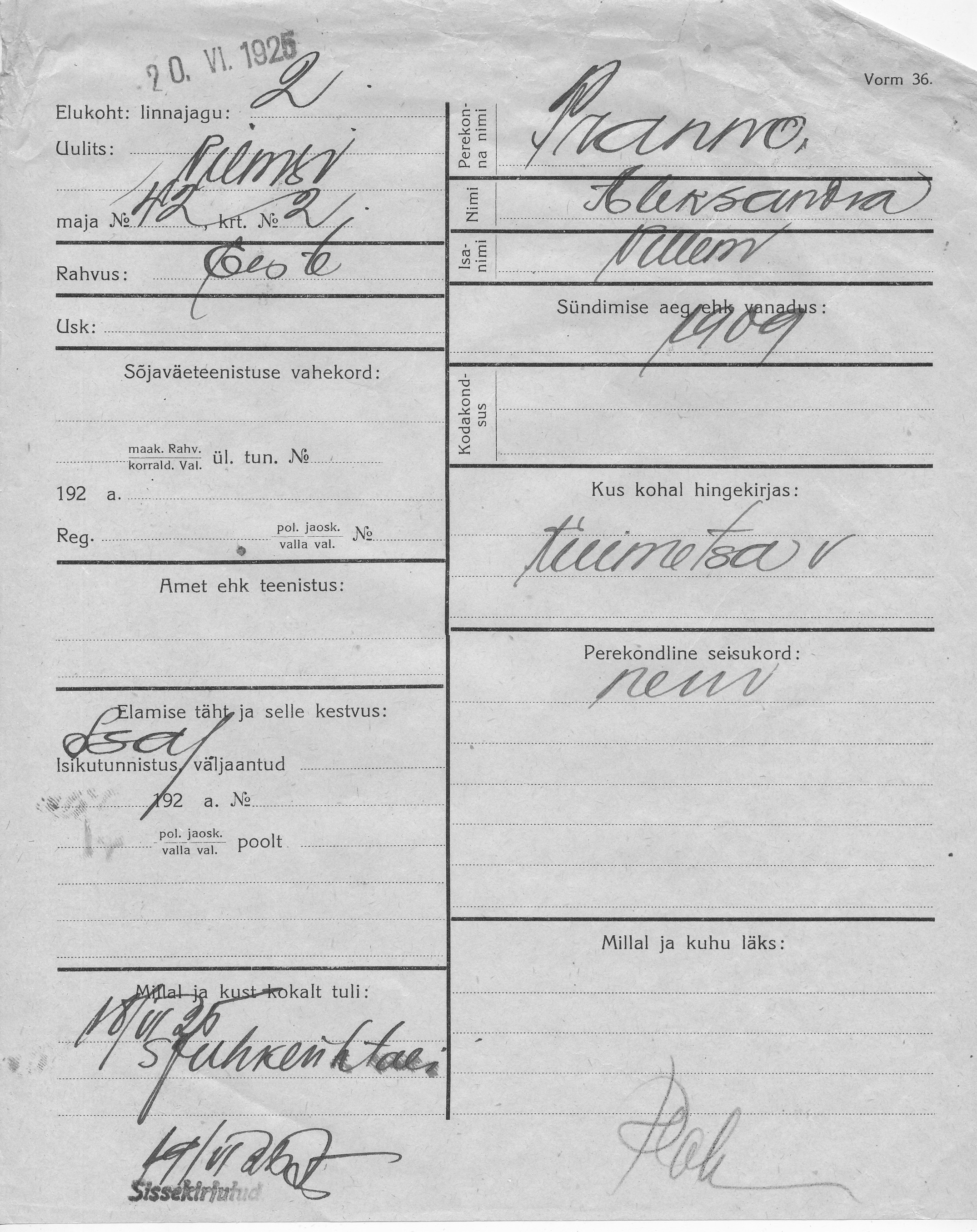 Pranno, Aleksandra, Villem