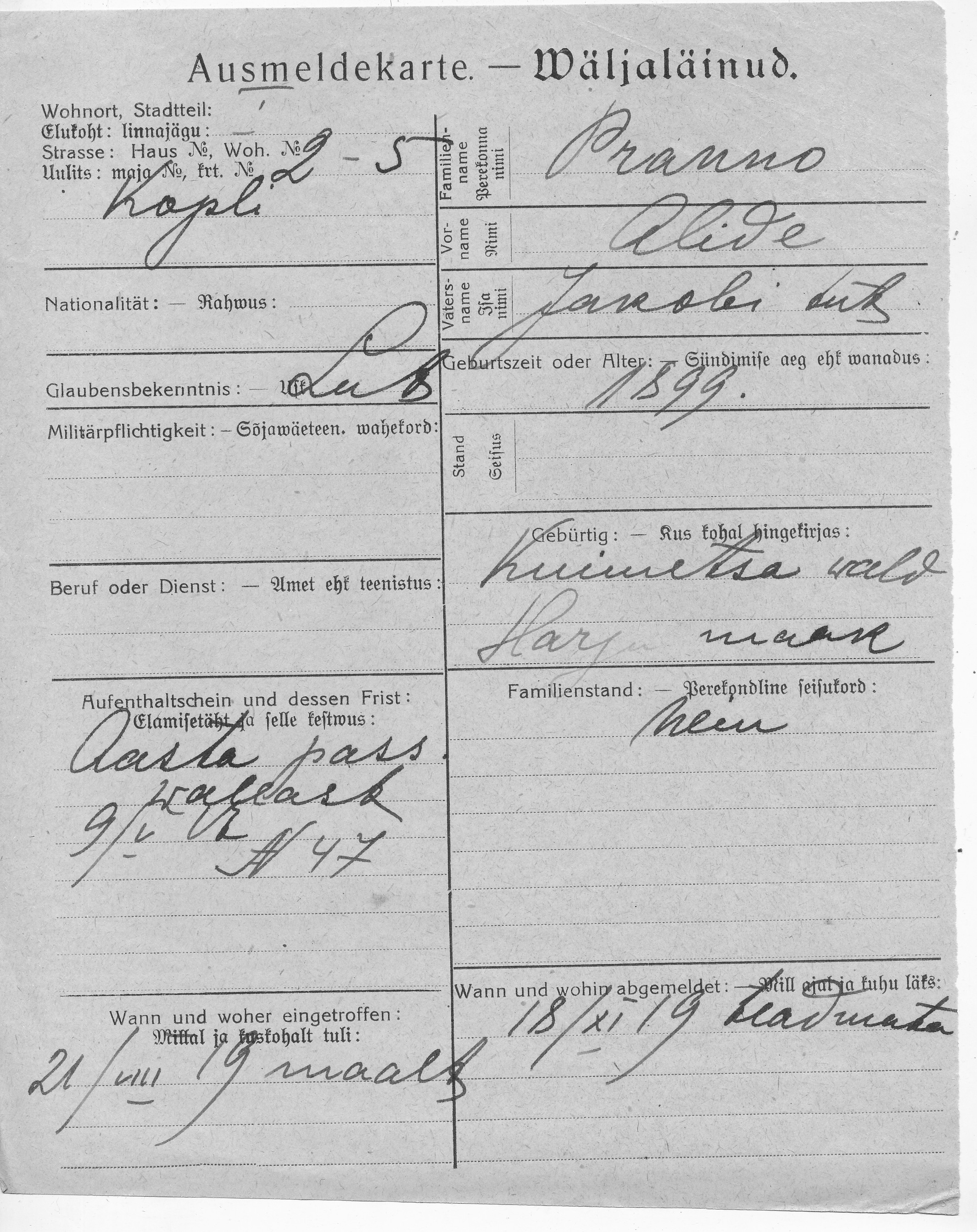 Pranno, Alide, Jakob