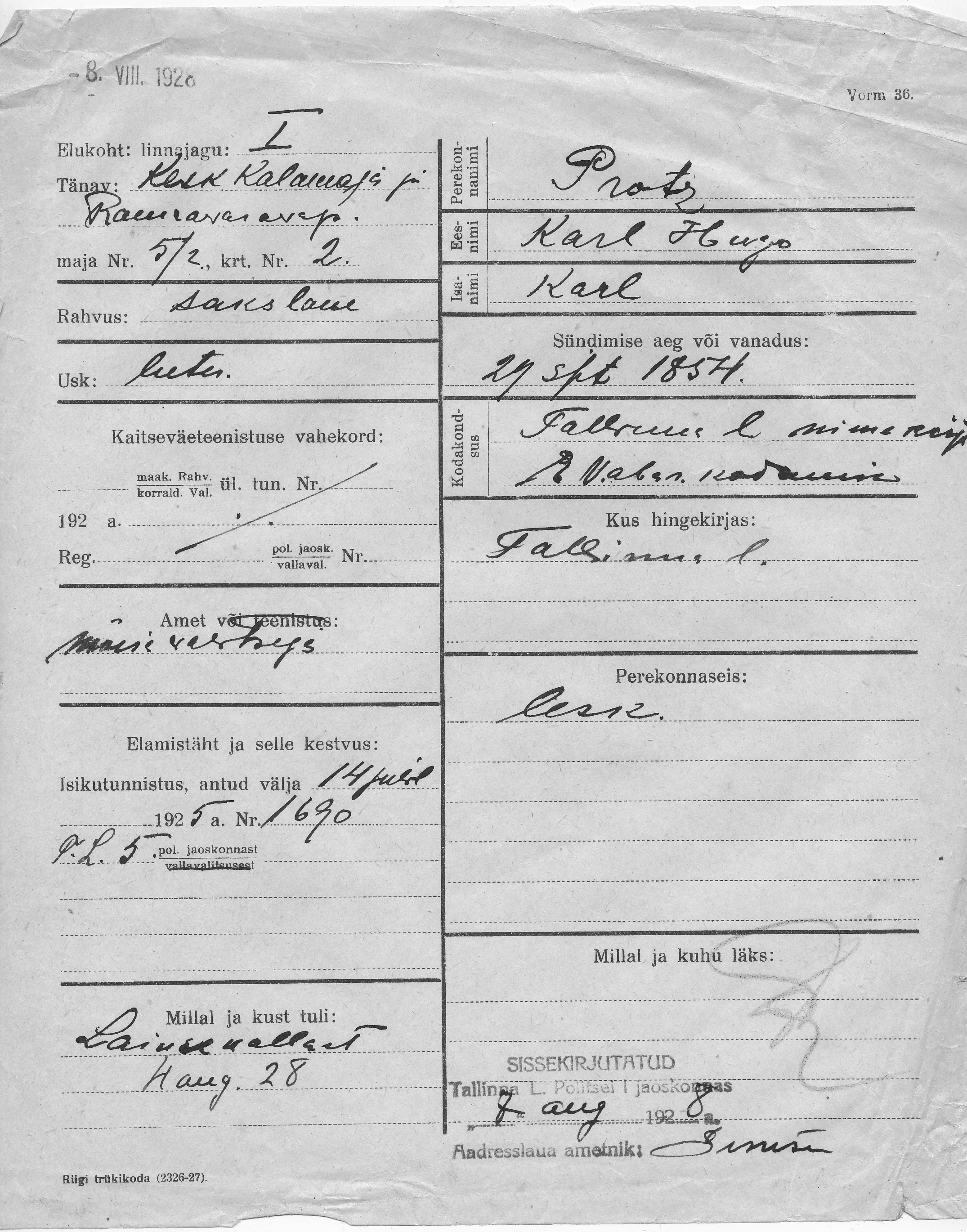 Protz, Karl Hugo, Karl