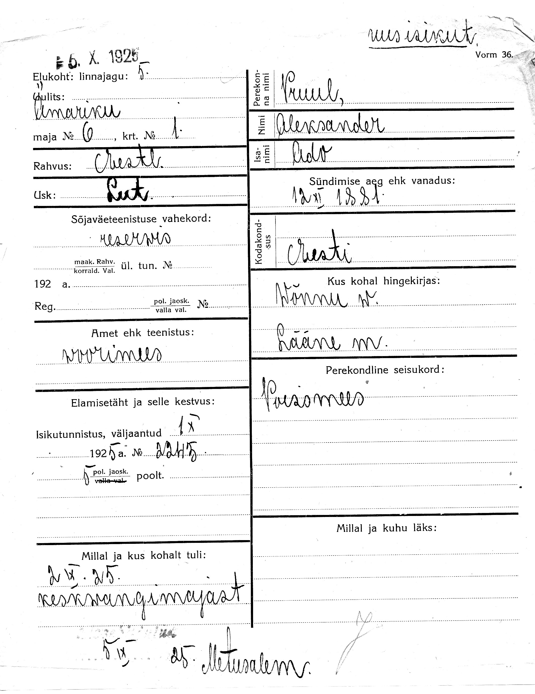 Pruul, Aleksander, Ado