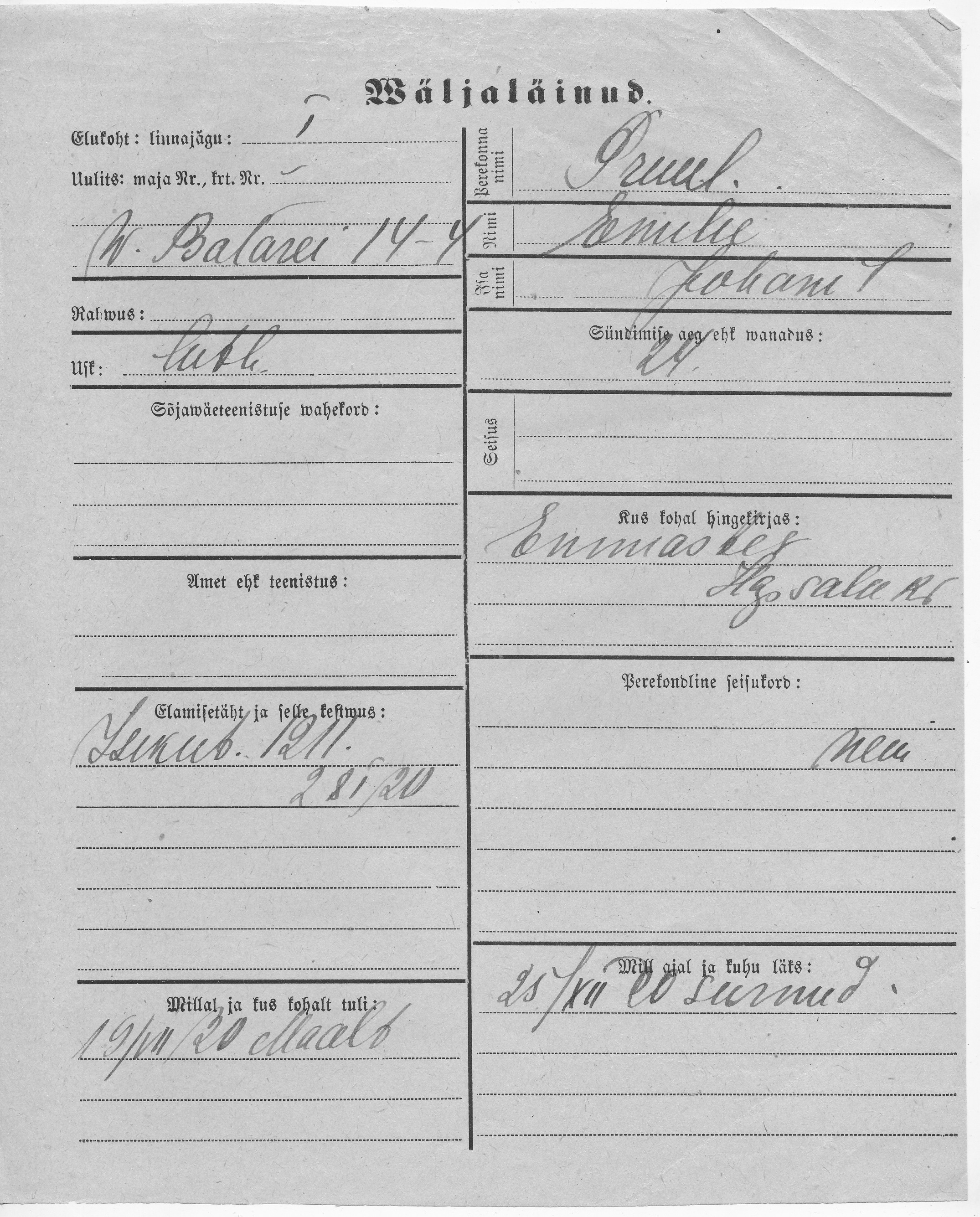 Pruul, Emilie, Johan