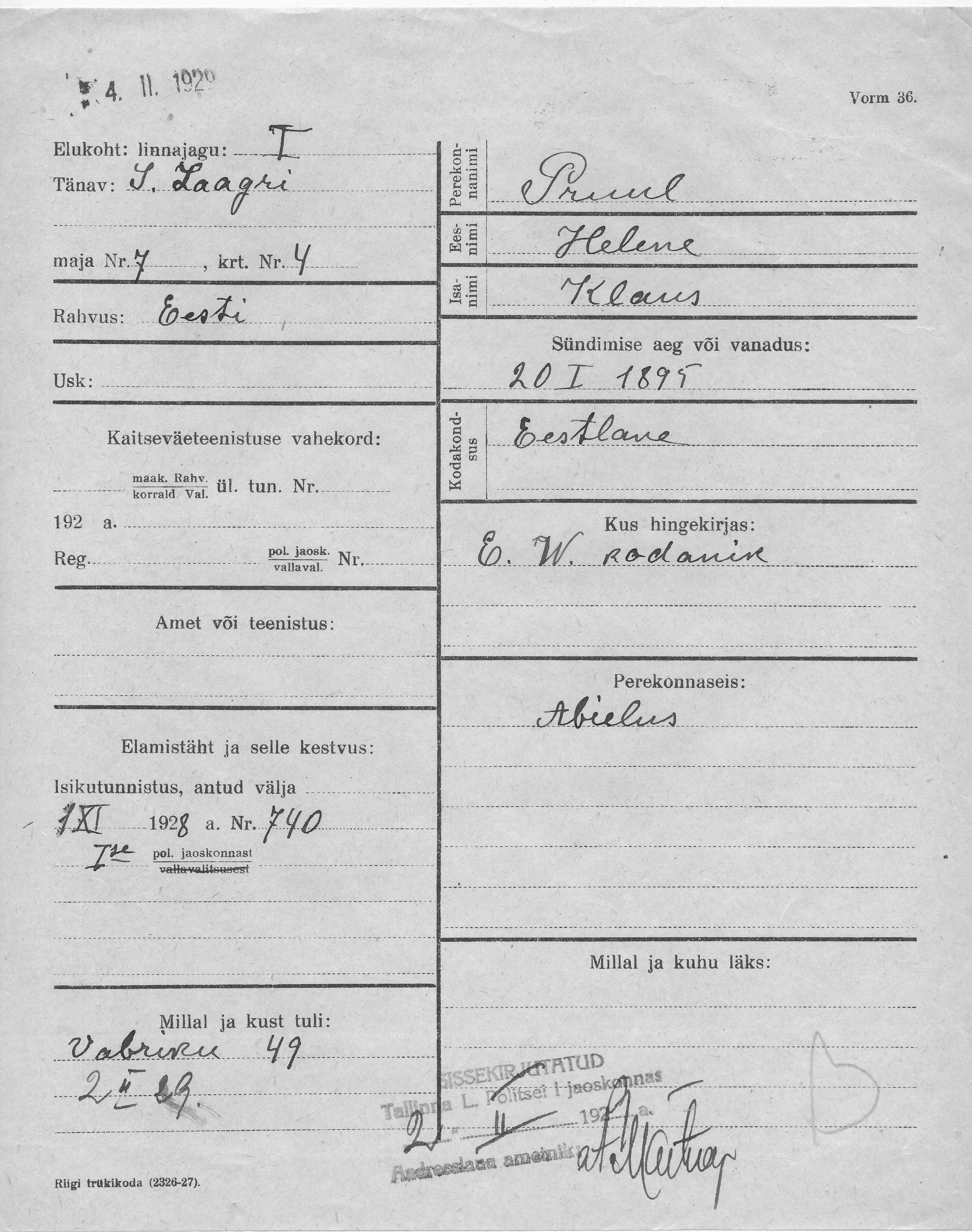 Pruul, Helene, Klaus