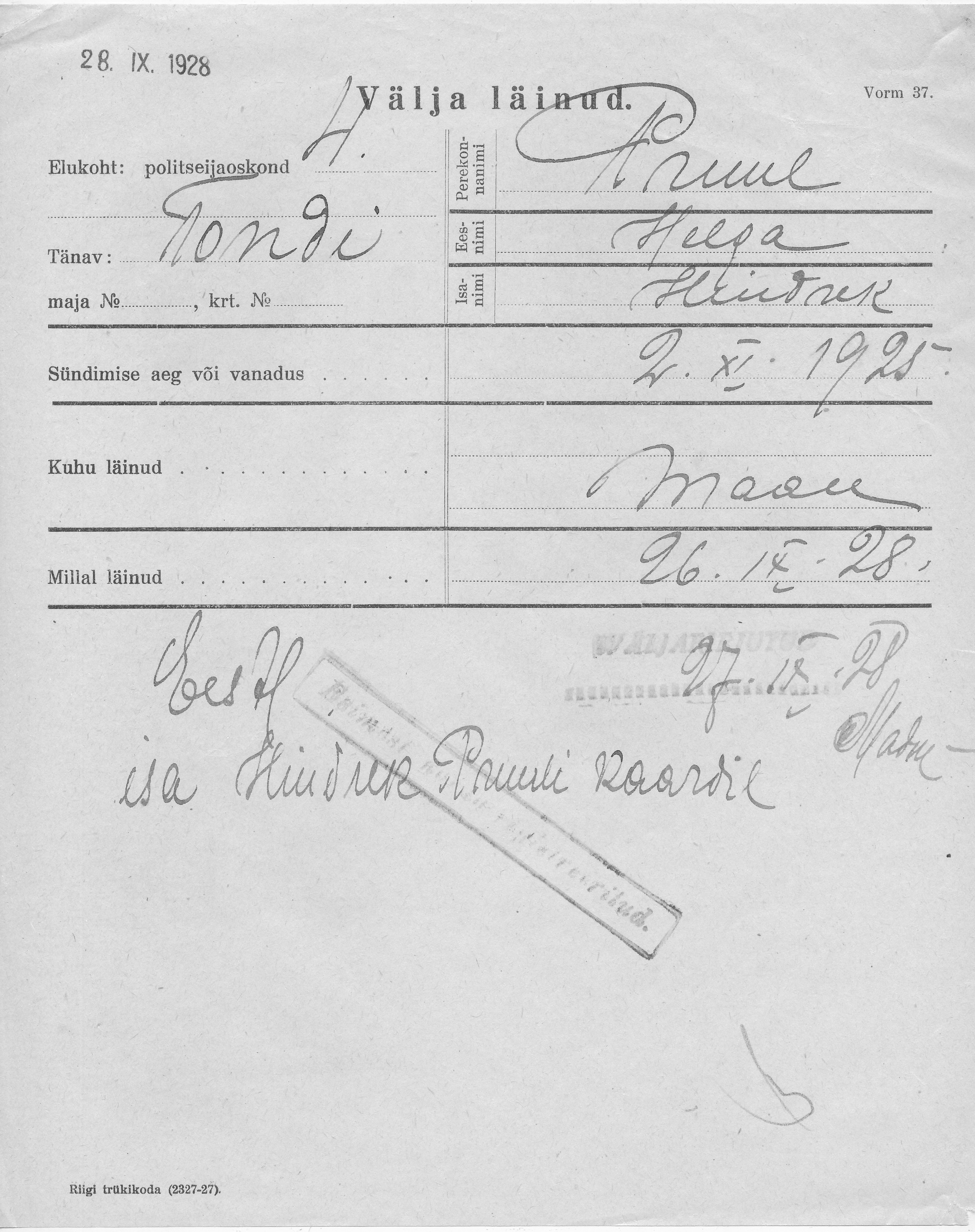 Pruul, Helga, Hindrek