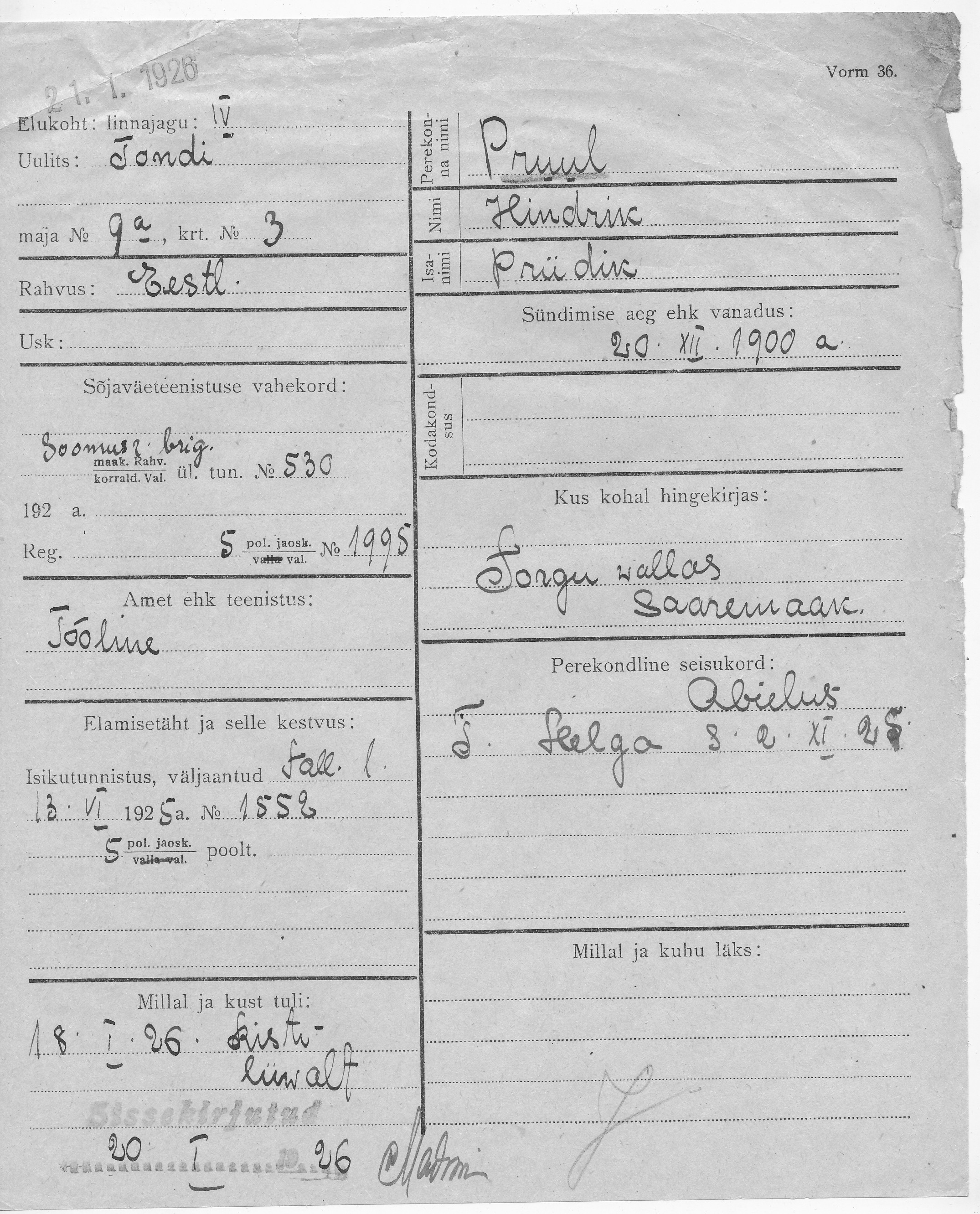 Pruul, Hindrik, Priidik