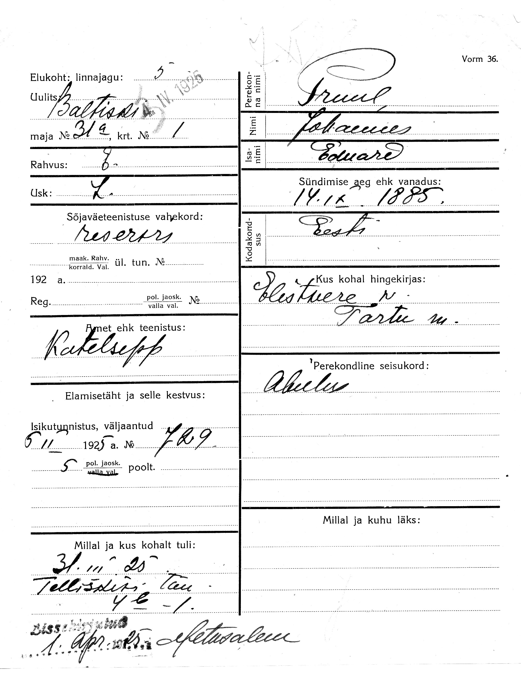 Pruul, Johannes, Eduard