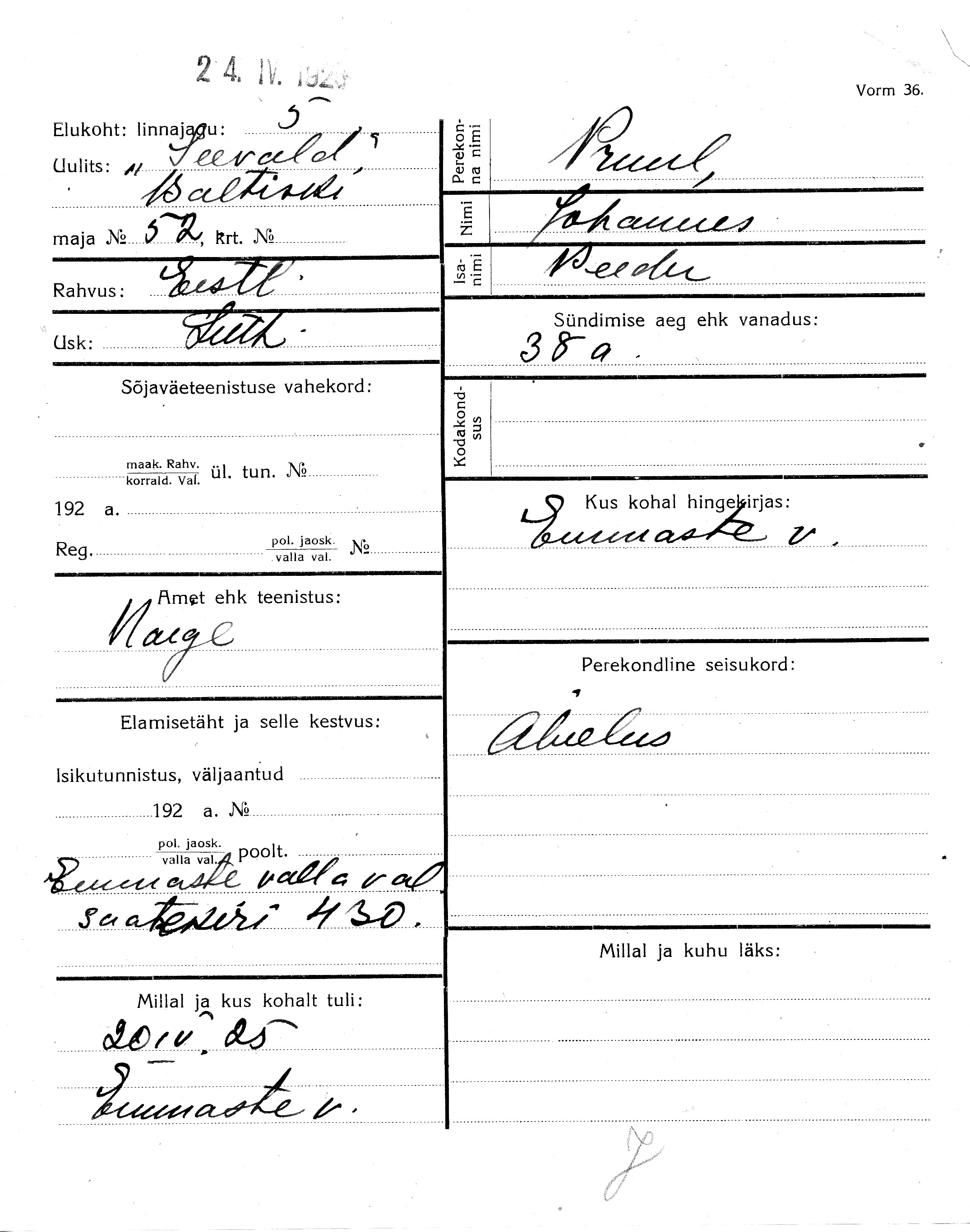 Pruul, Johannes, Peet