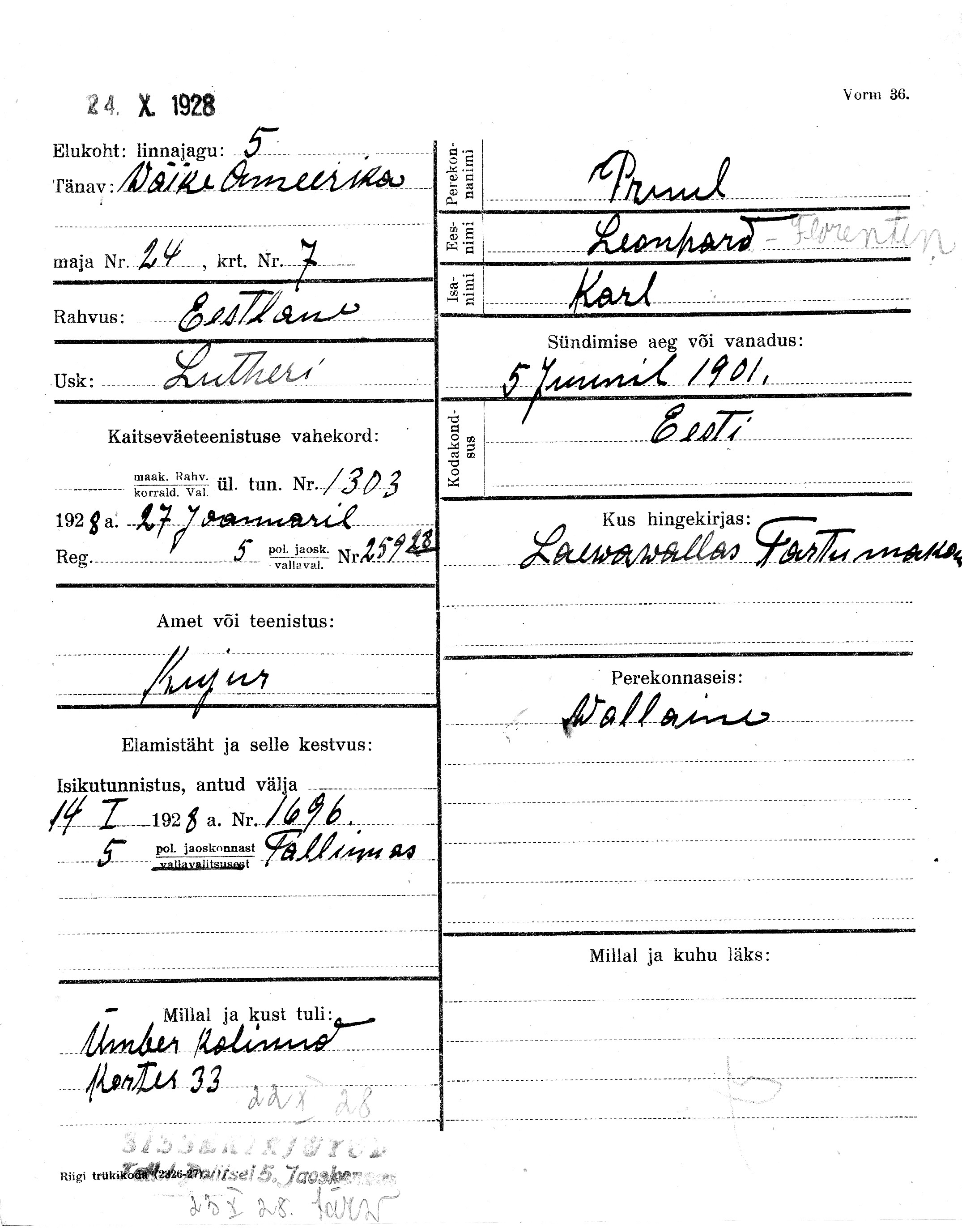 Pruul, Leonhard-Florentin, Karl