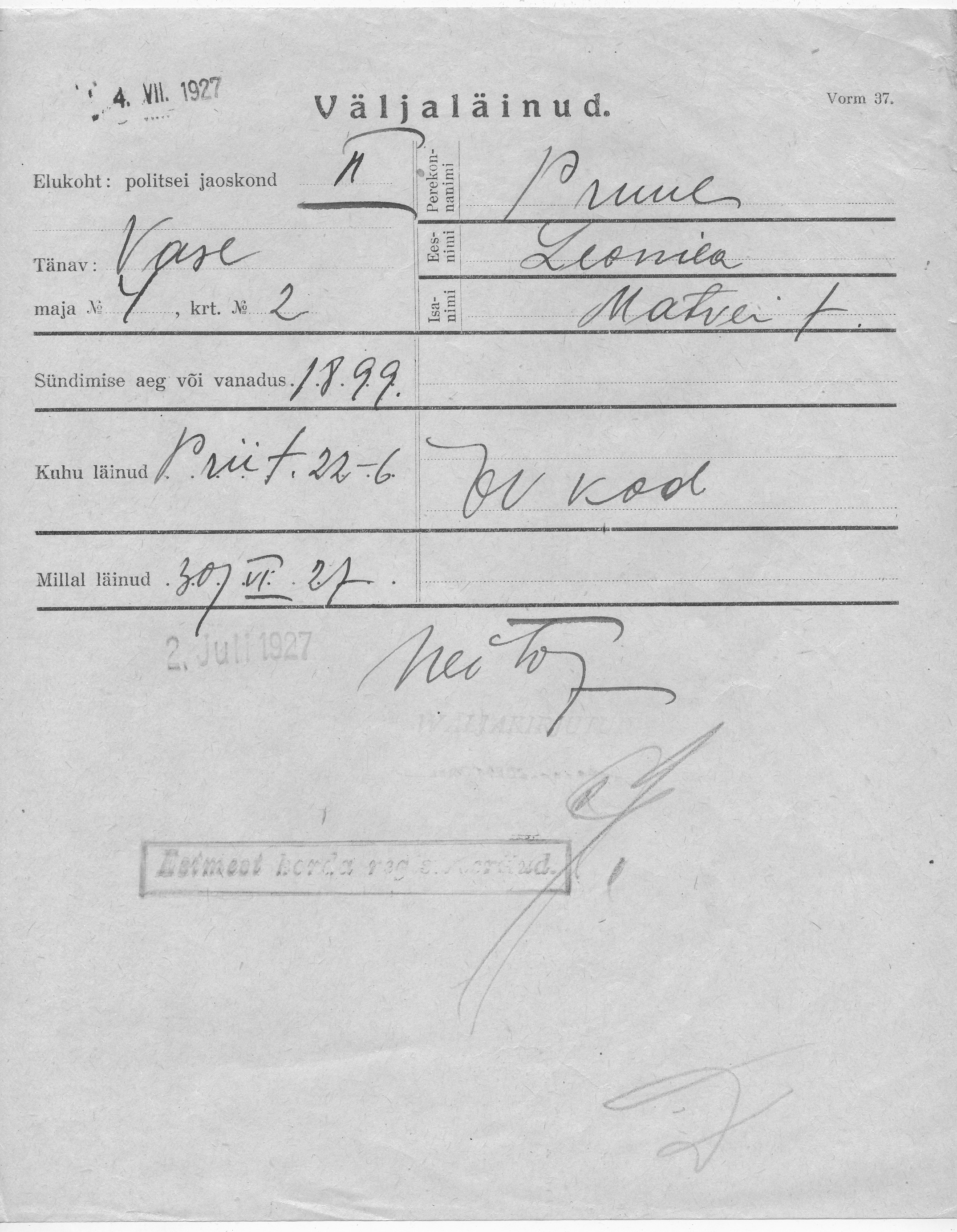 Pruul, Leonila, Matvei