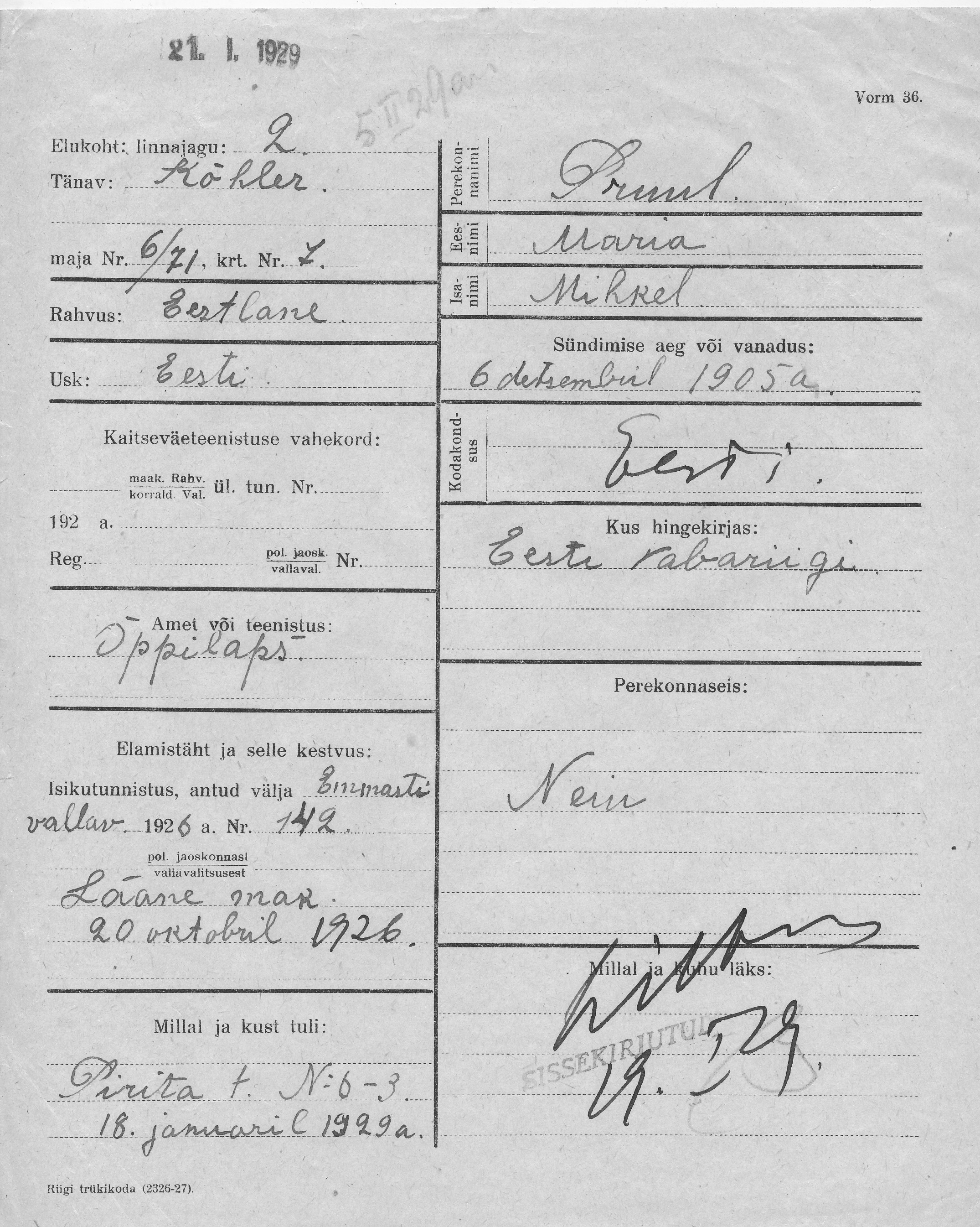 Pruul, Maria, Mihkel