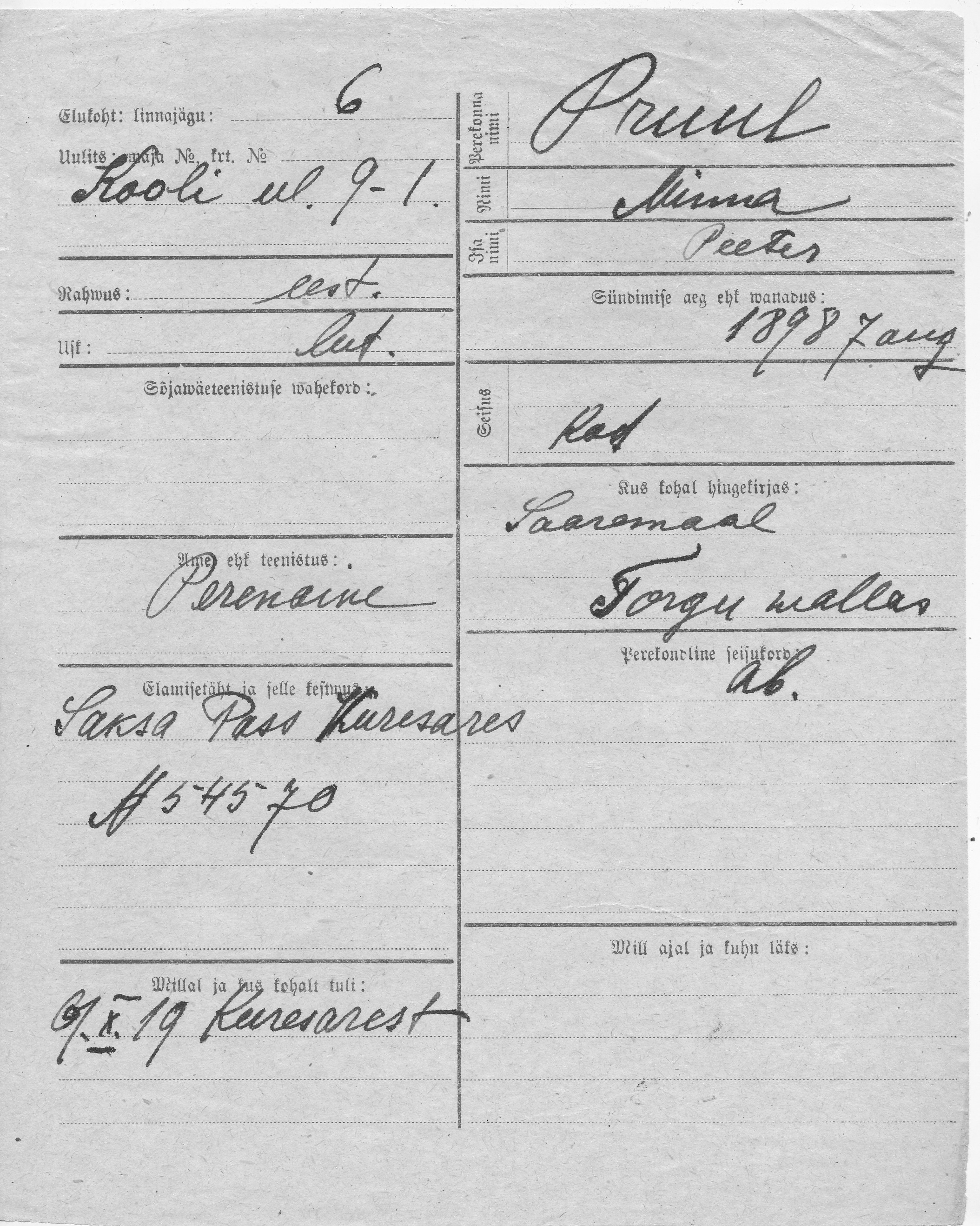 Pruul, Minna, Peeter