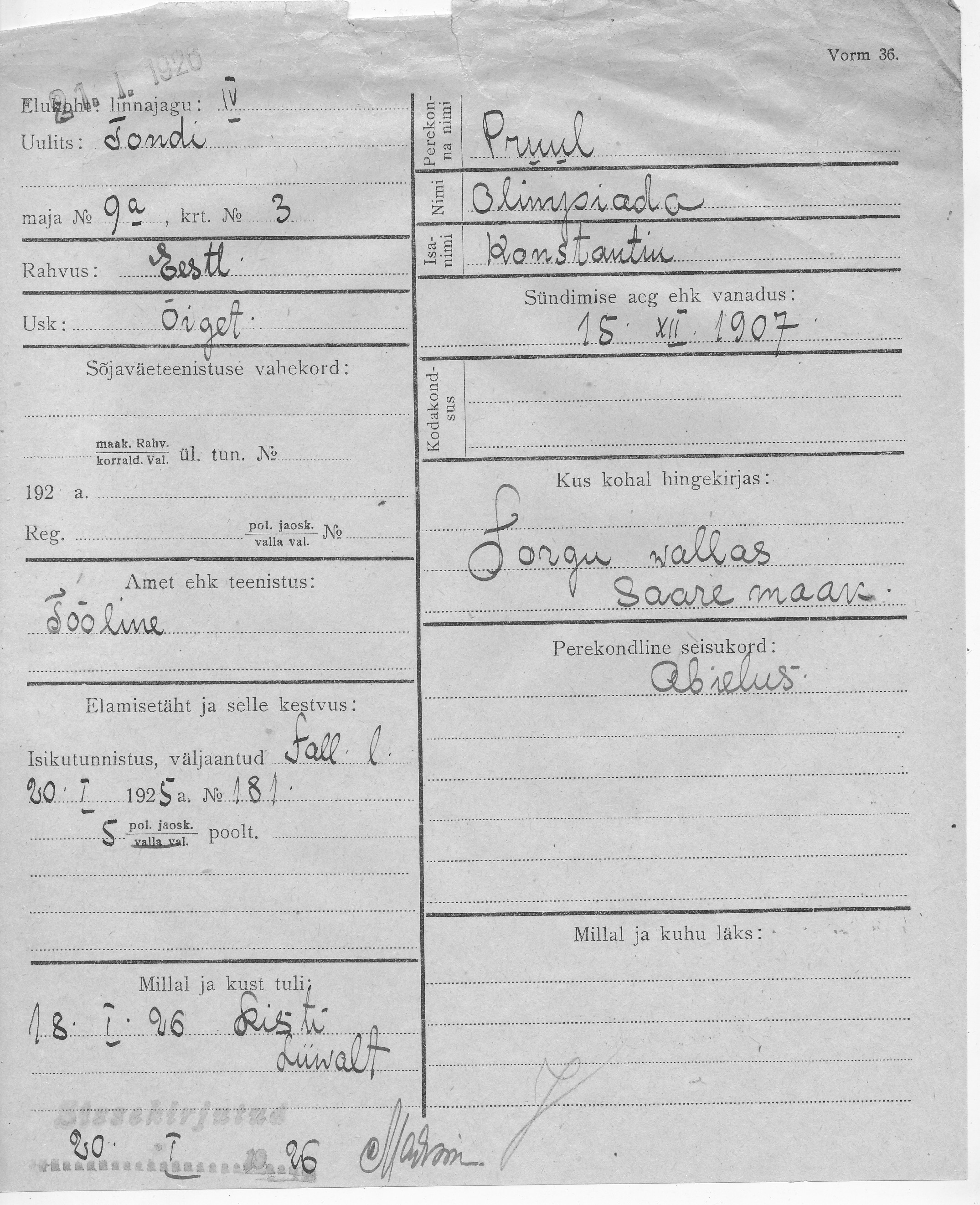 Pruul, Olimpiada, Konstantin