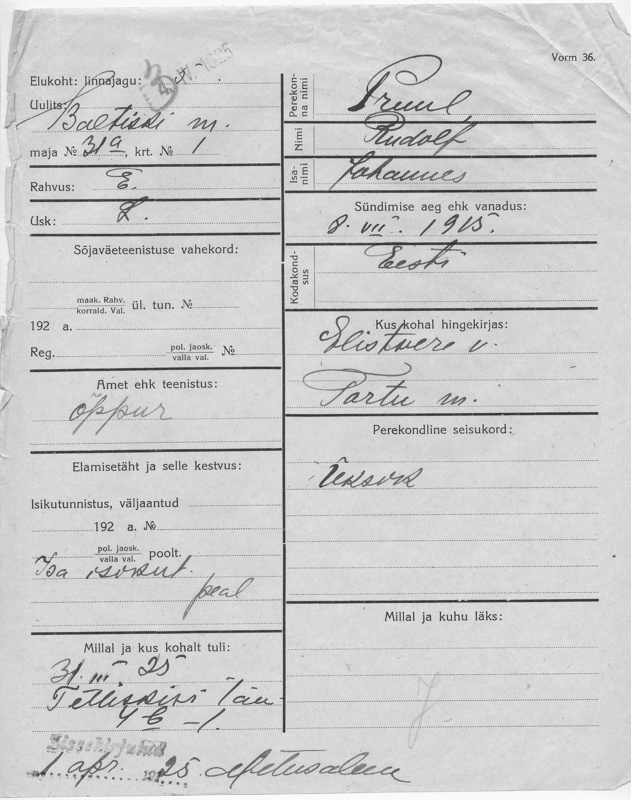 Pruul, Rudolf, Johannes