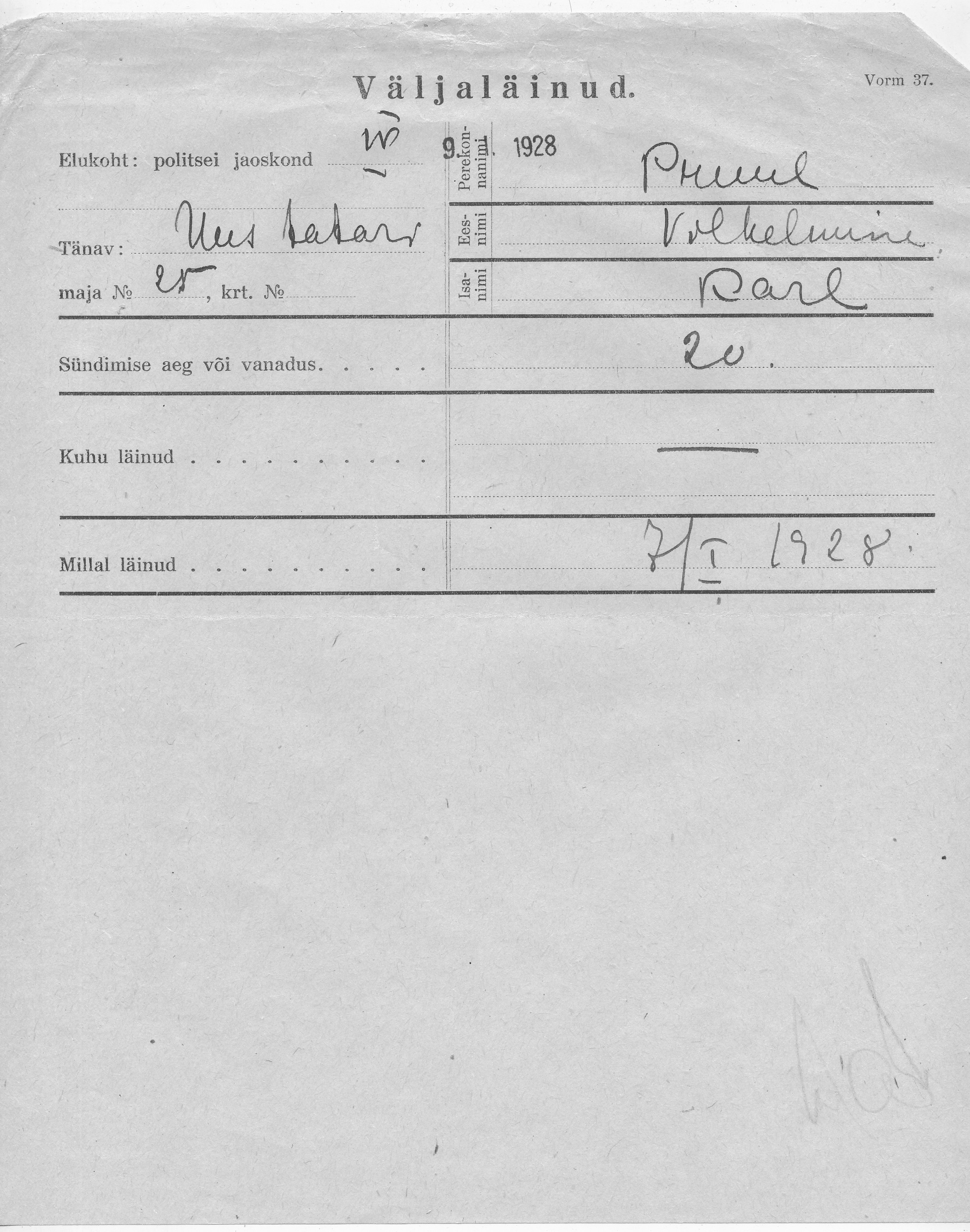 Pruul, Vilhelmine, Karl