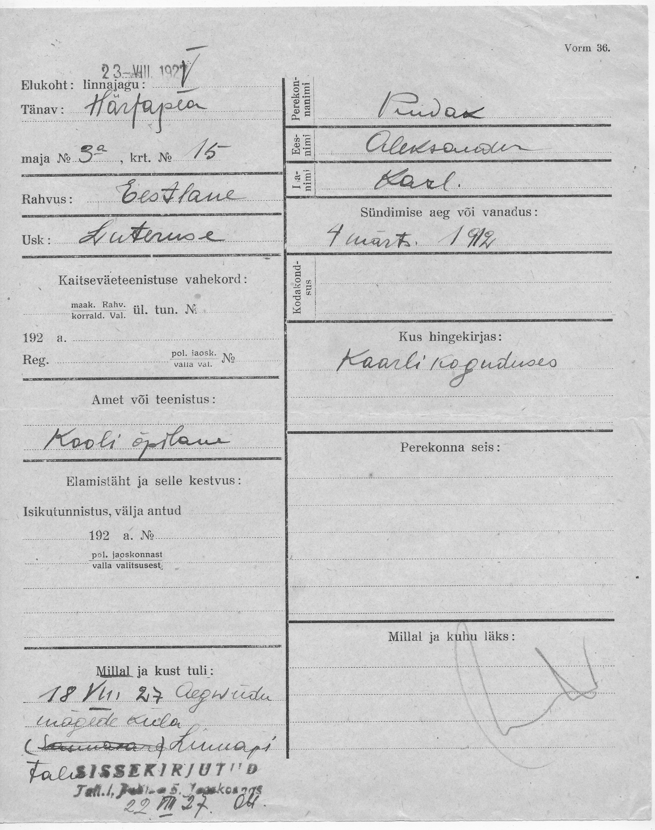 Puidak, Aleksander, Karl