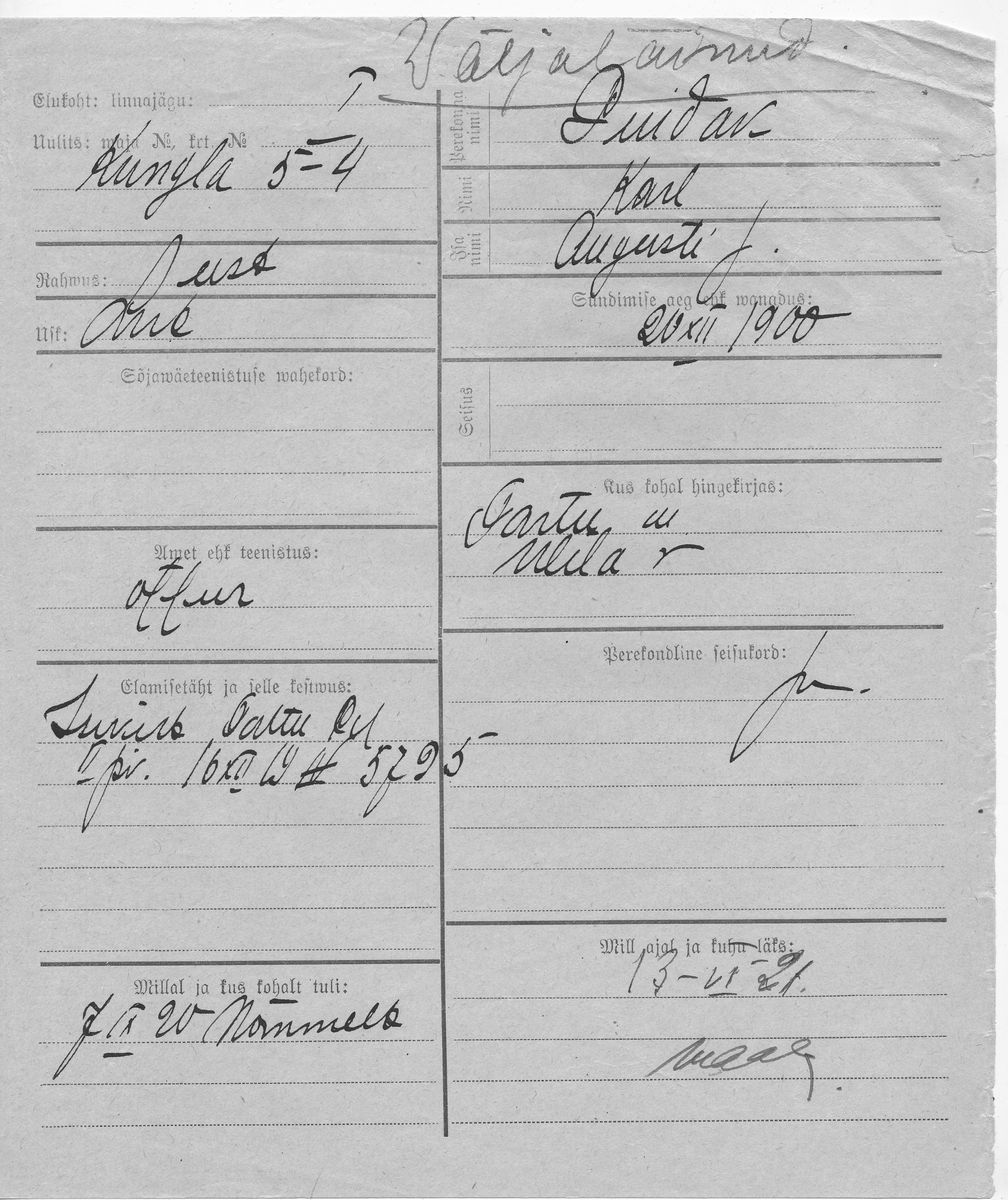 Puidak, Karl, August