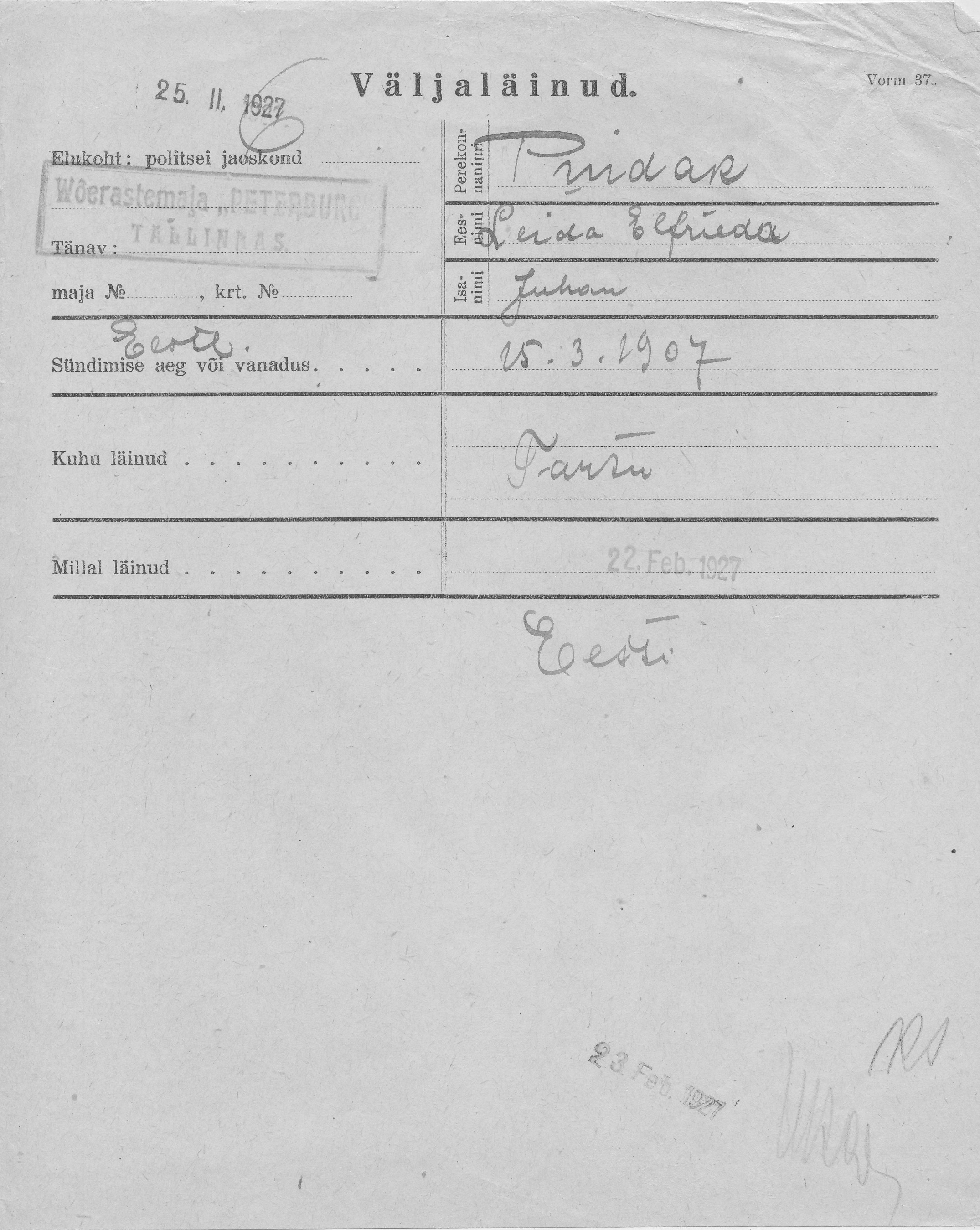 Puidak, Leida Elfrieda, Juhan