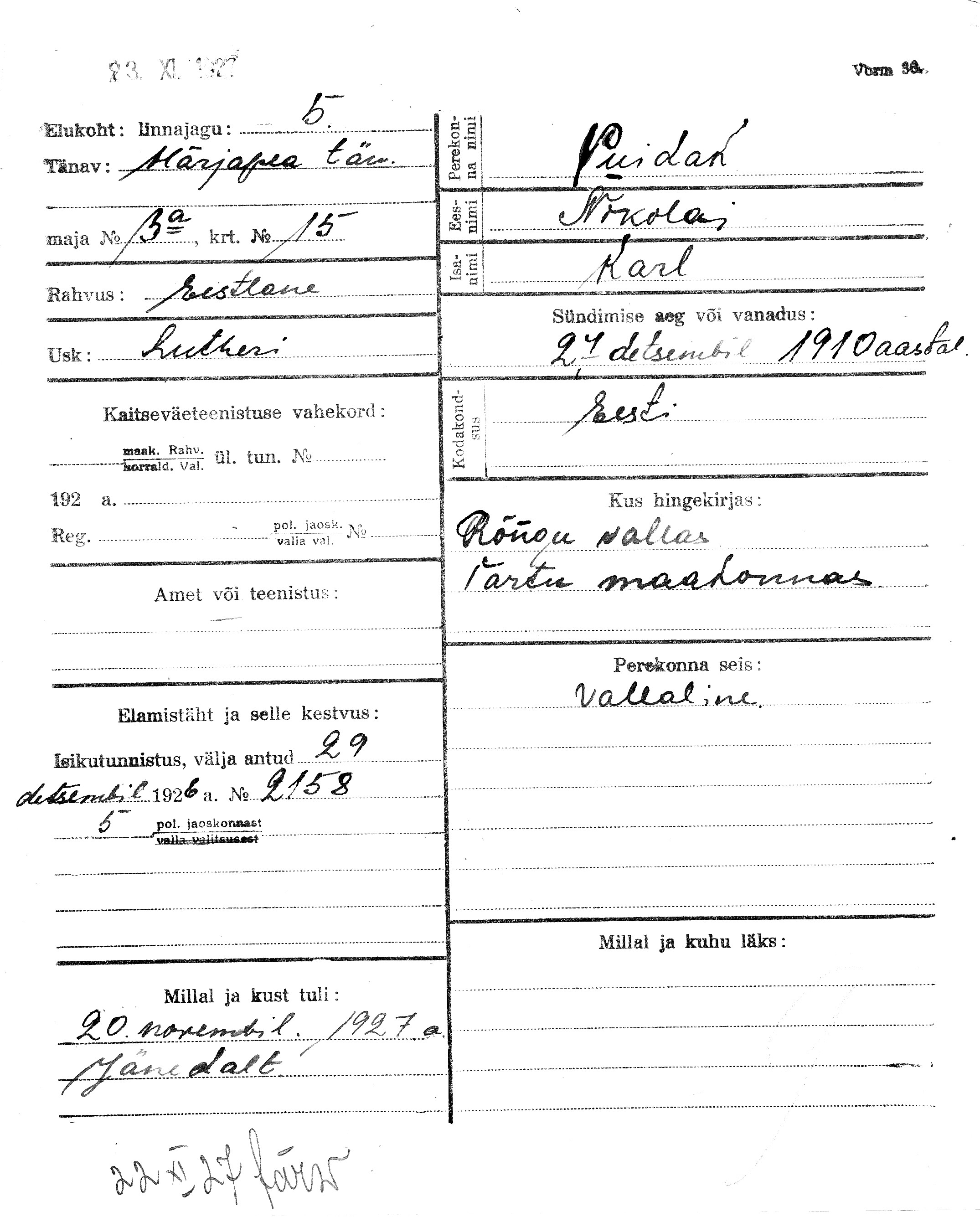 Puidak, Nikolai, Karl