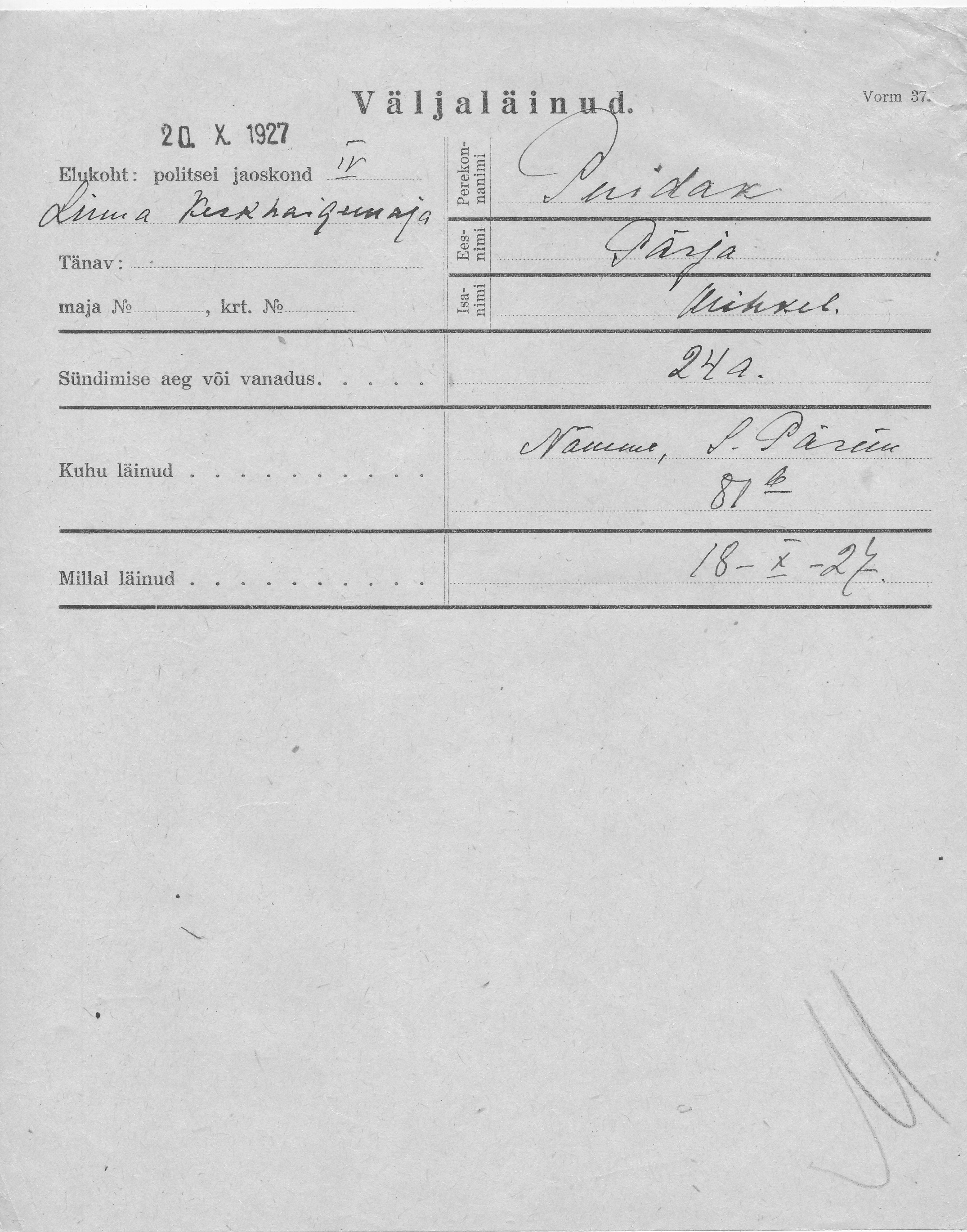 Puidak, Pärja, Mihkel