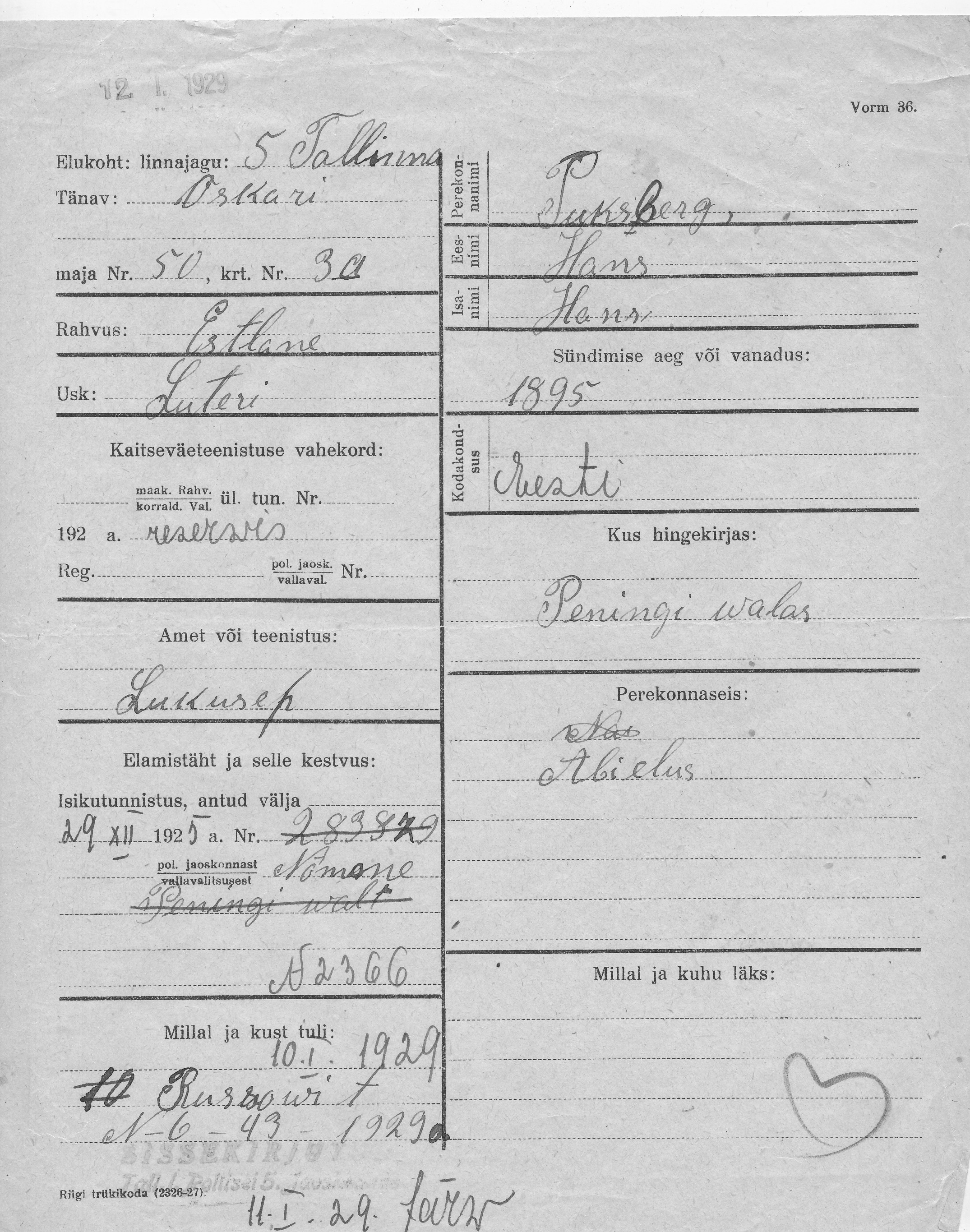 Puksberg, Hans, Hans