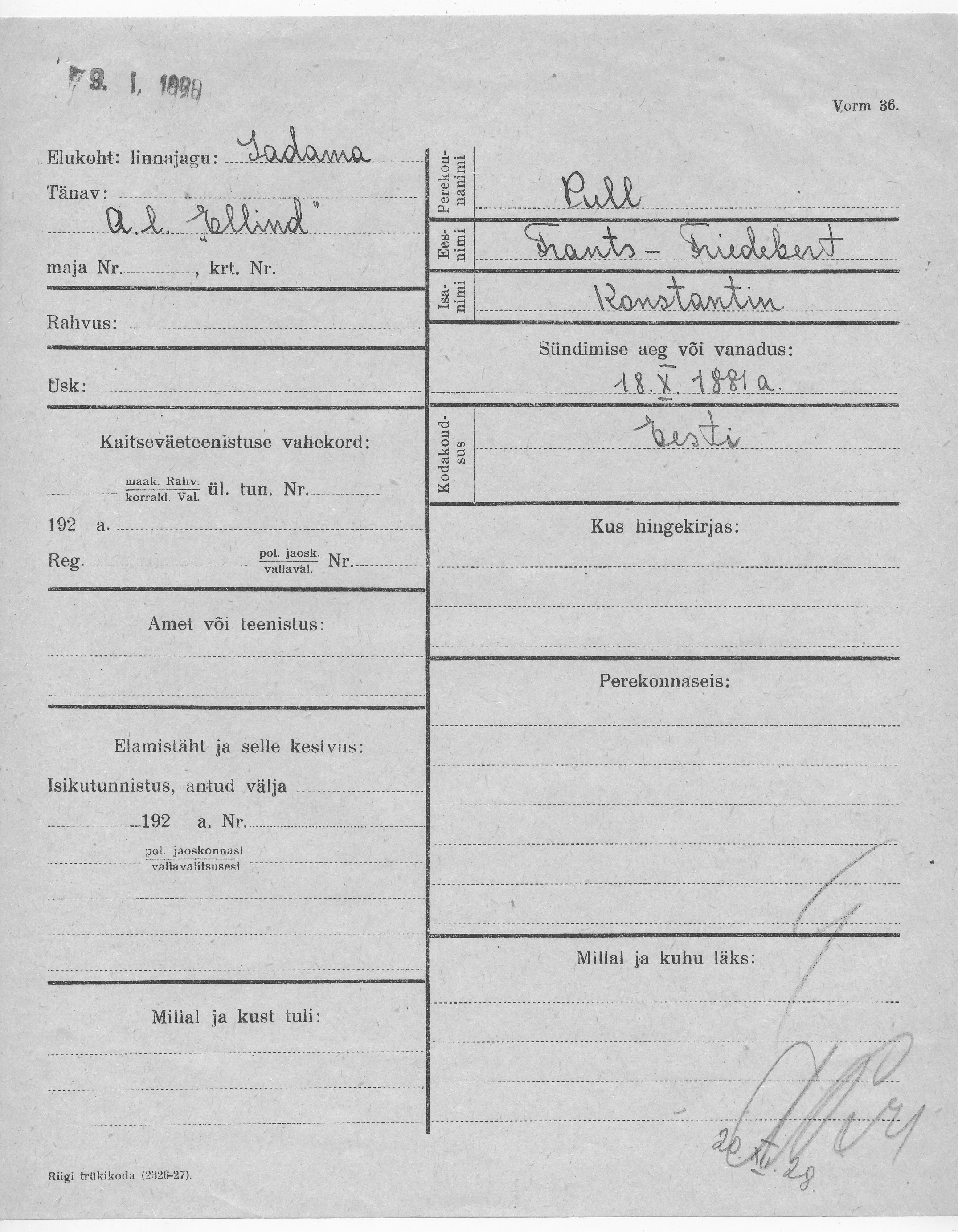 Pull, Frants-Friedebert, Konstantin