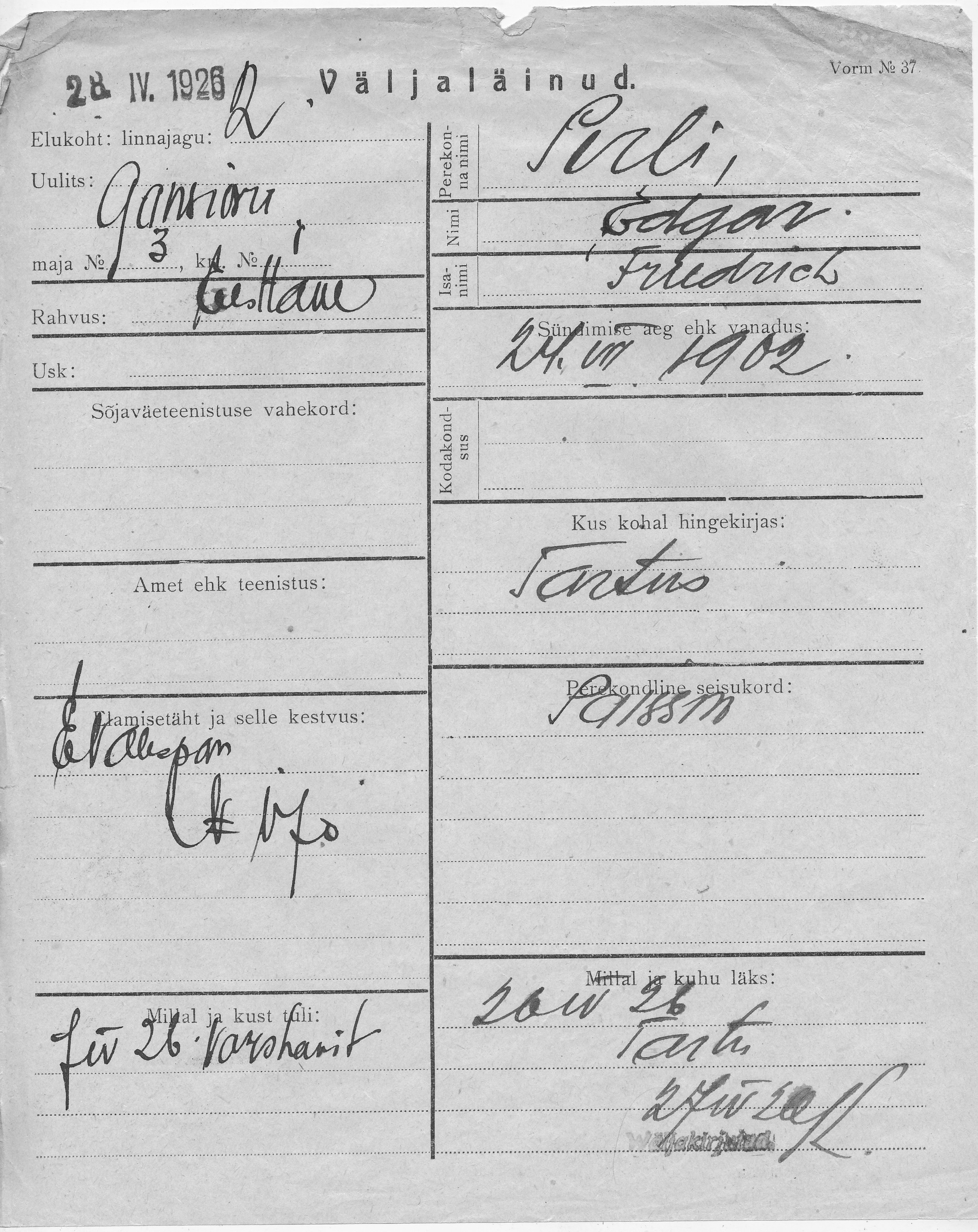 Perli, Edgar, Friedrich