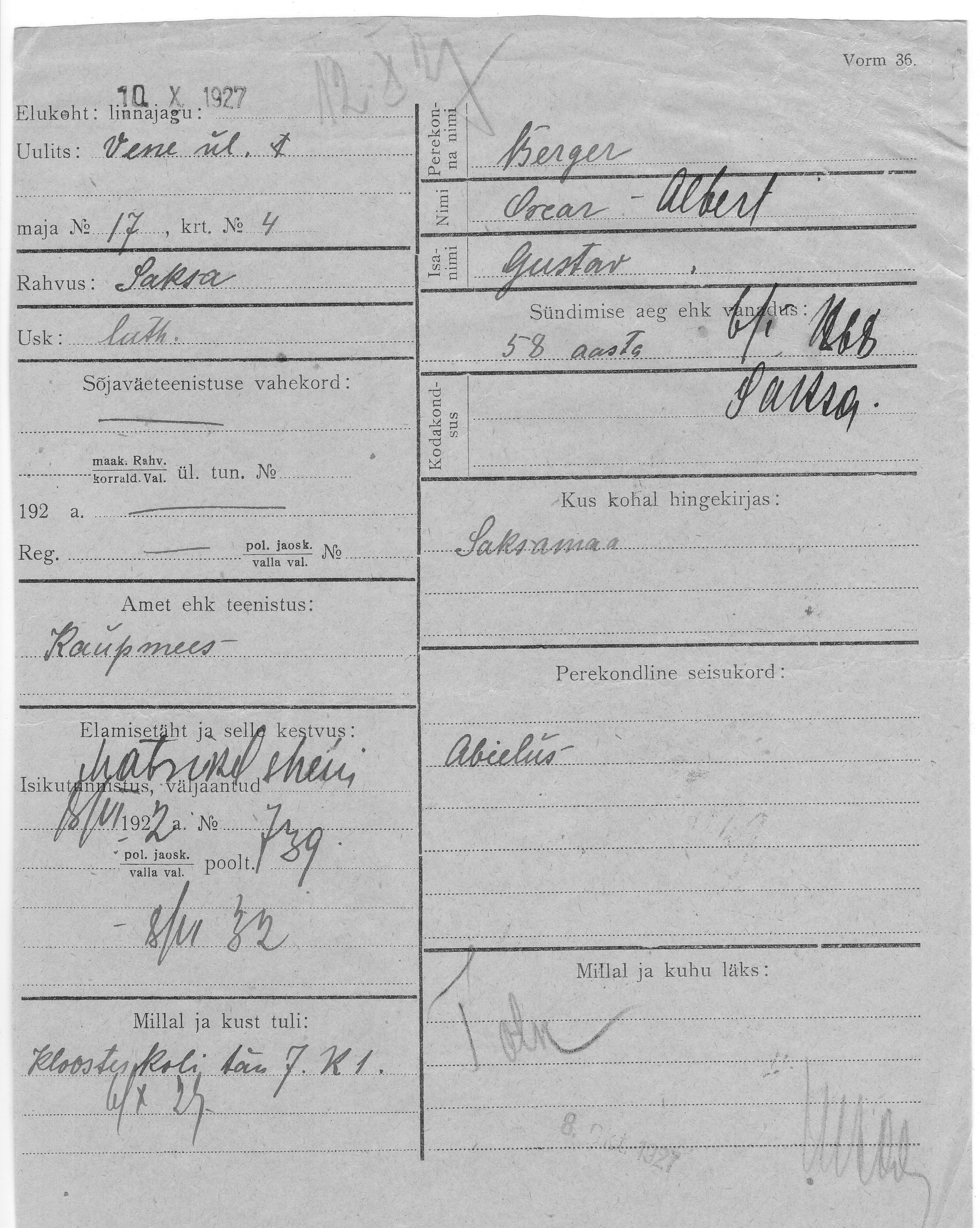 Berger, Albert, Oscar