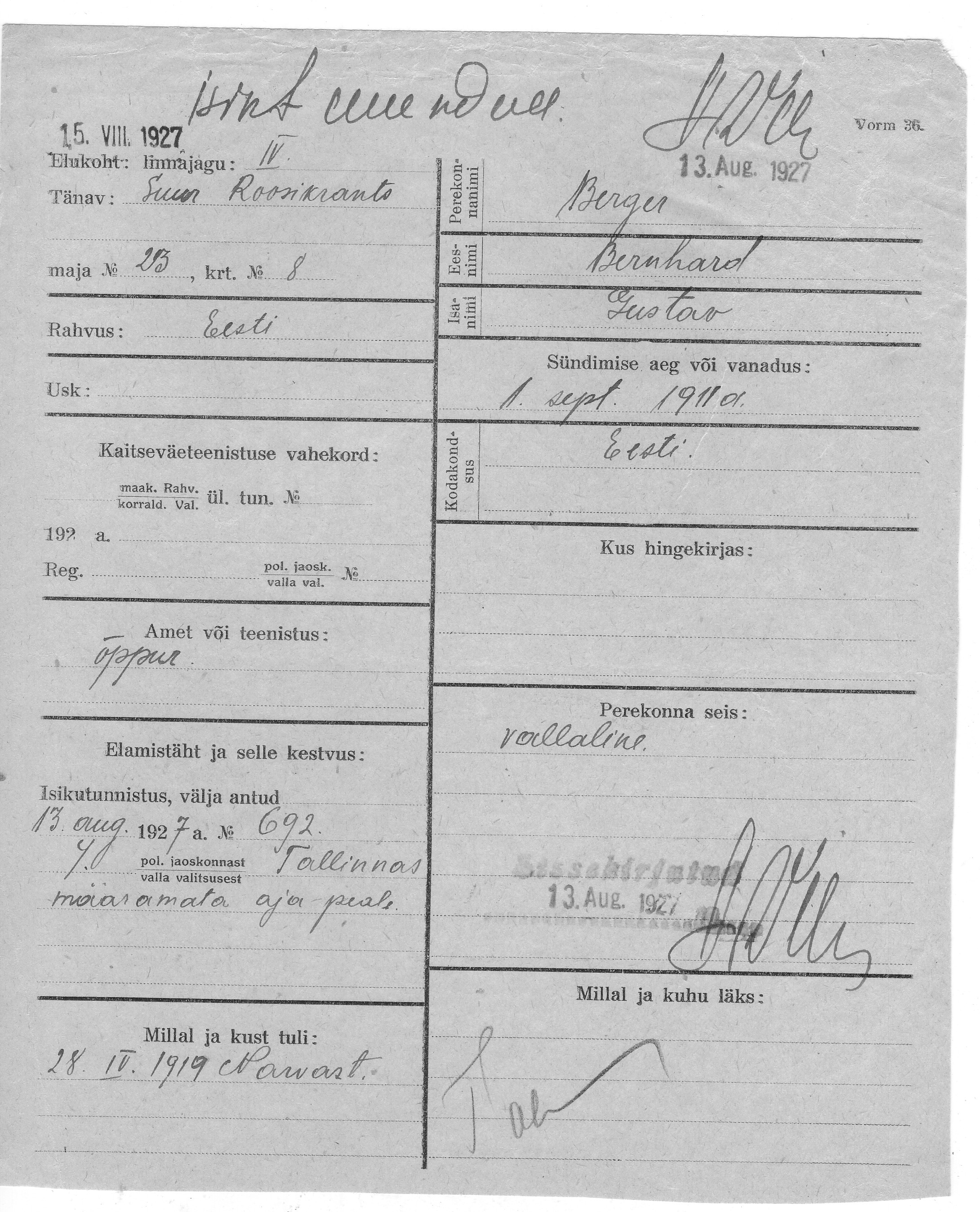 Berger, Bernhard, Gustaw