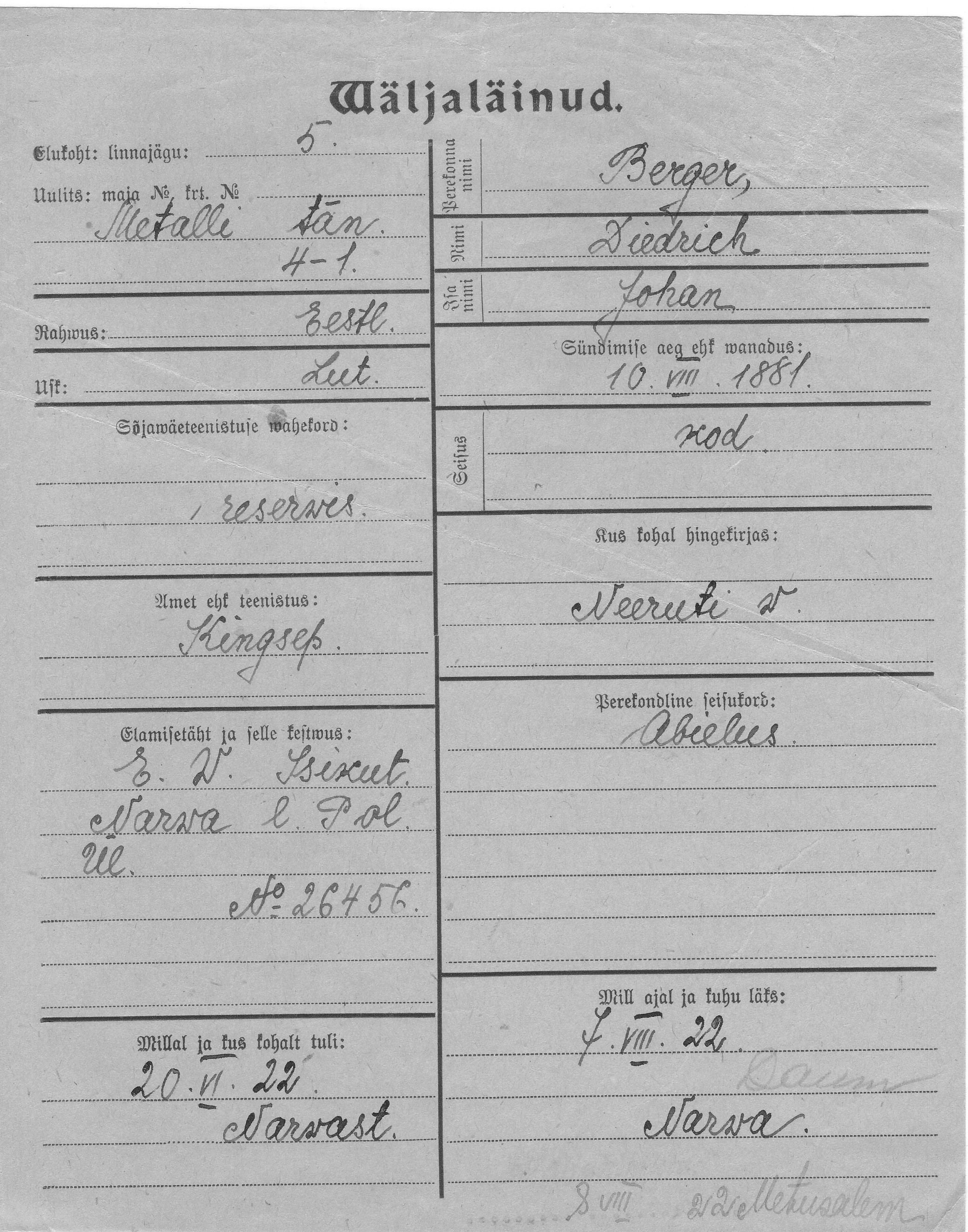 Berger, Diedrich, Johan