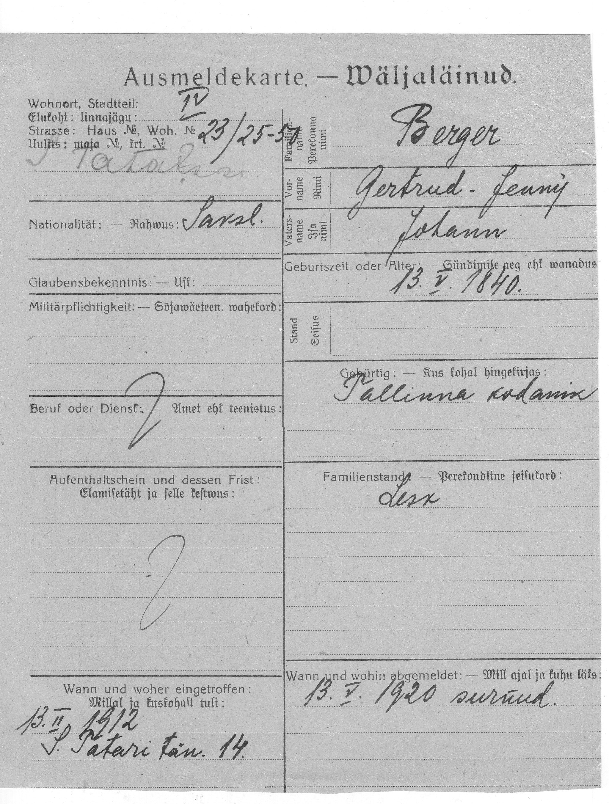 Berger, Gertrud, Jenny