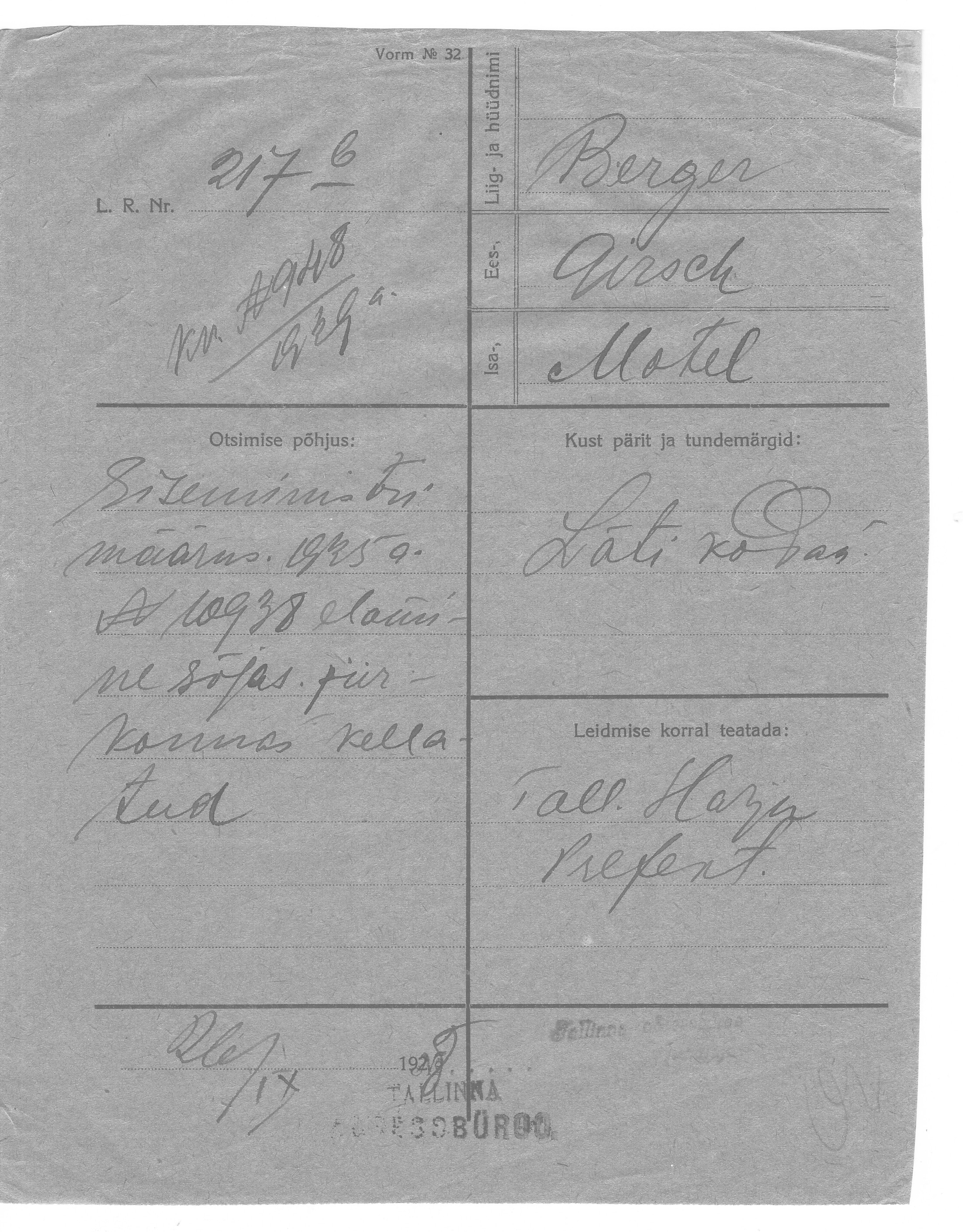 Berger, Girsch, Motel