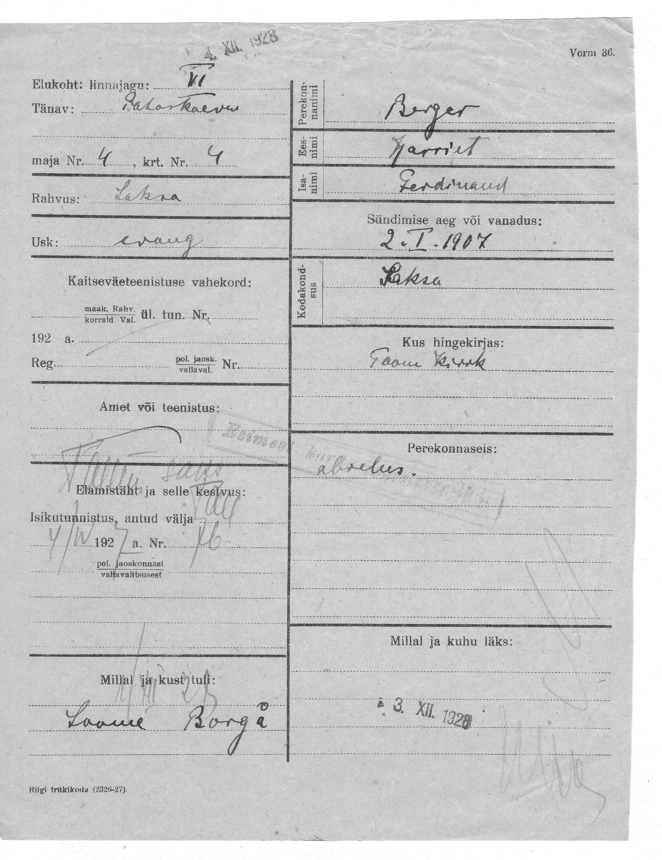 Berger, Harriet, Ferdinand