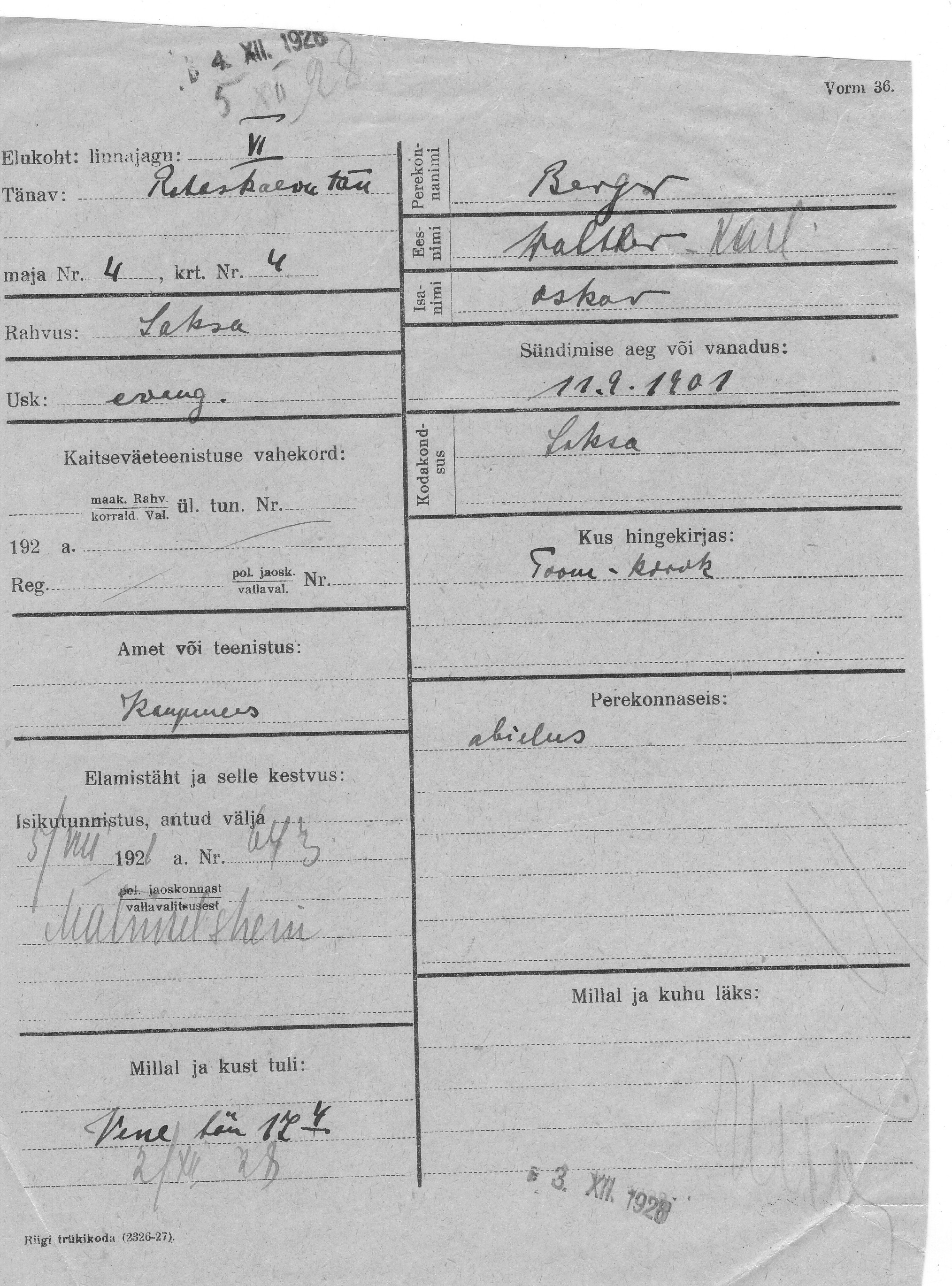 Berger, Karl, Walter