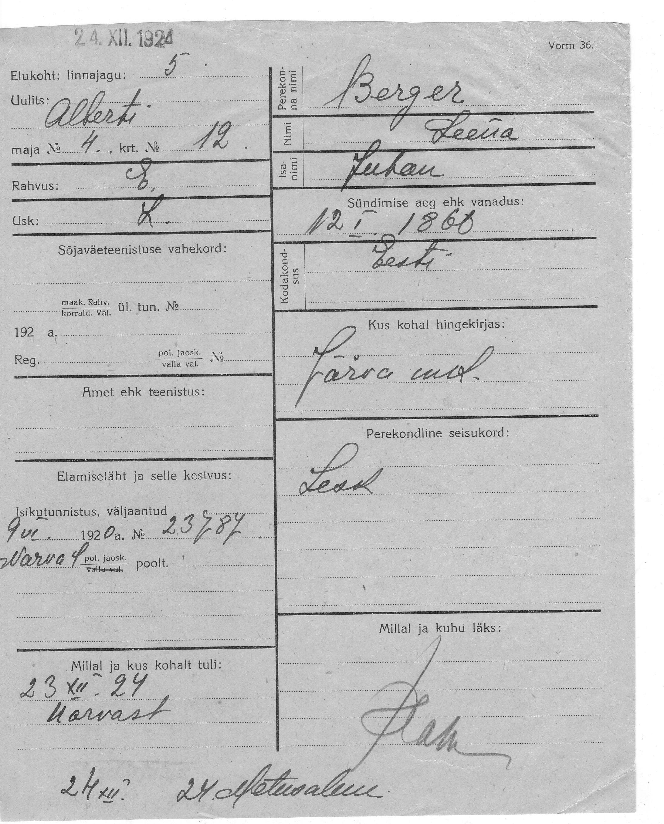 Berger, Leena, Juhan