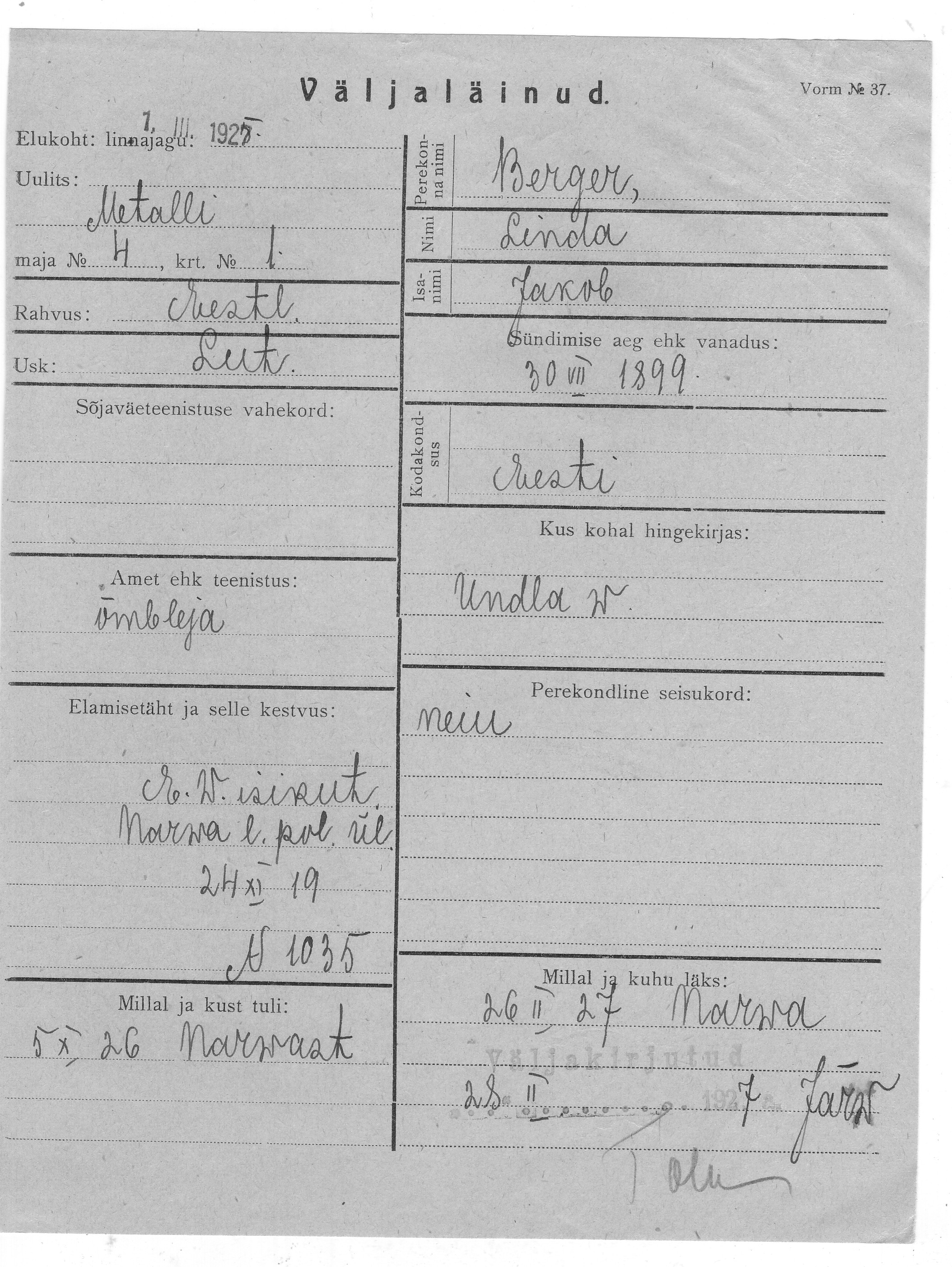 Berger, Linda, Jakob