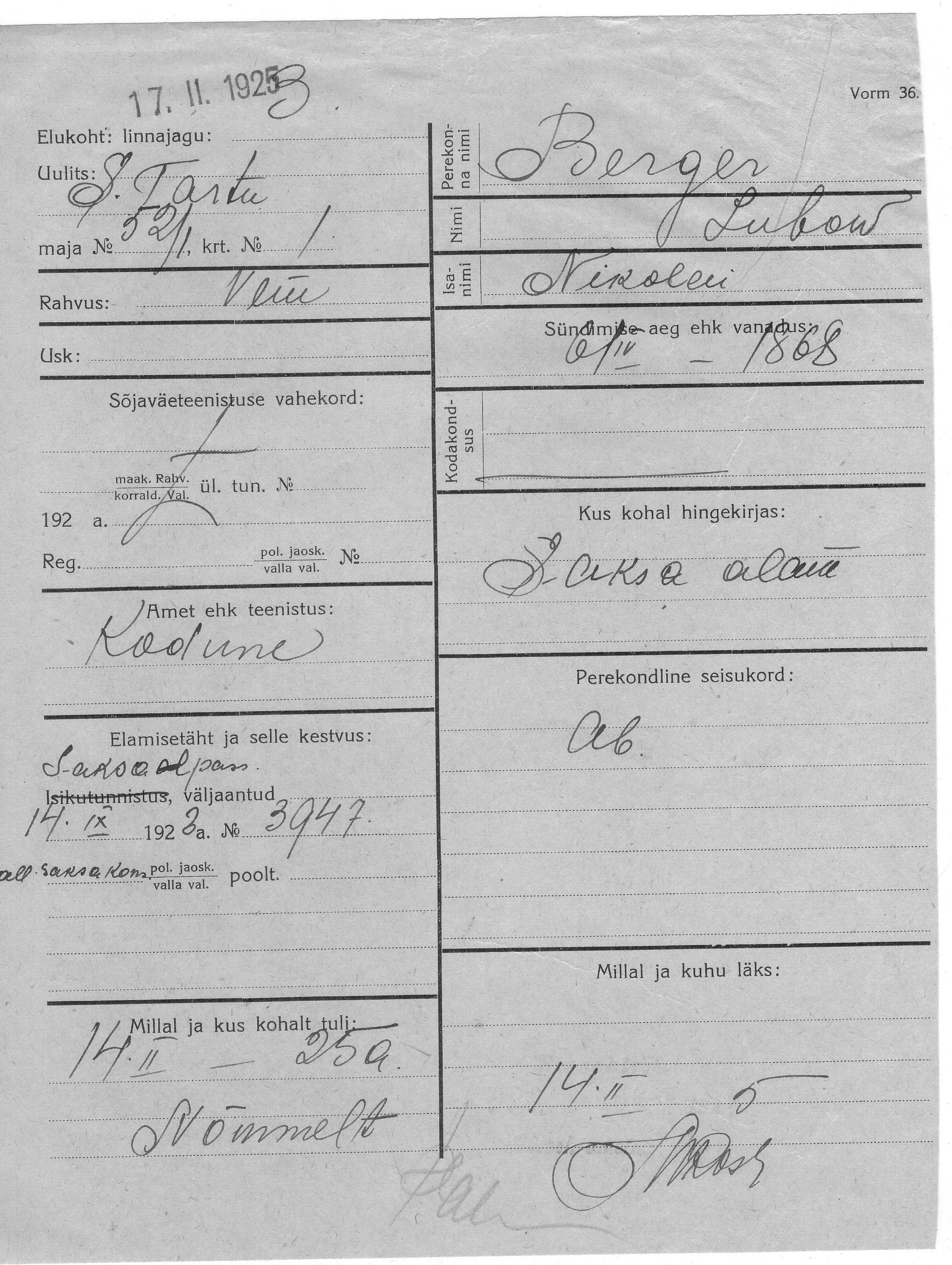 Berger, Lubow, Nikolai