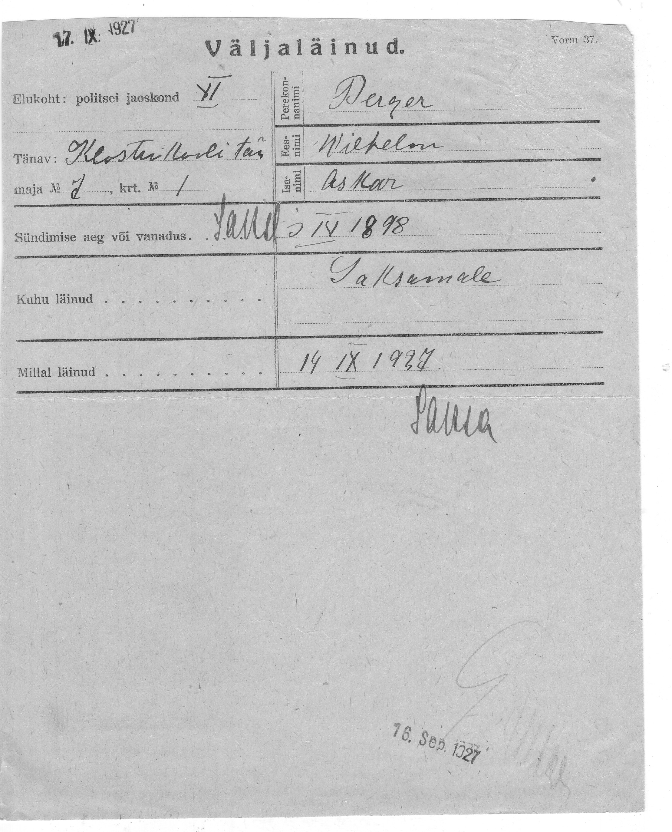 Berger, Wilhelm, Oskar