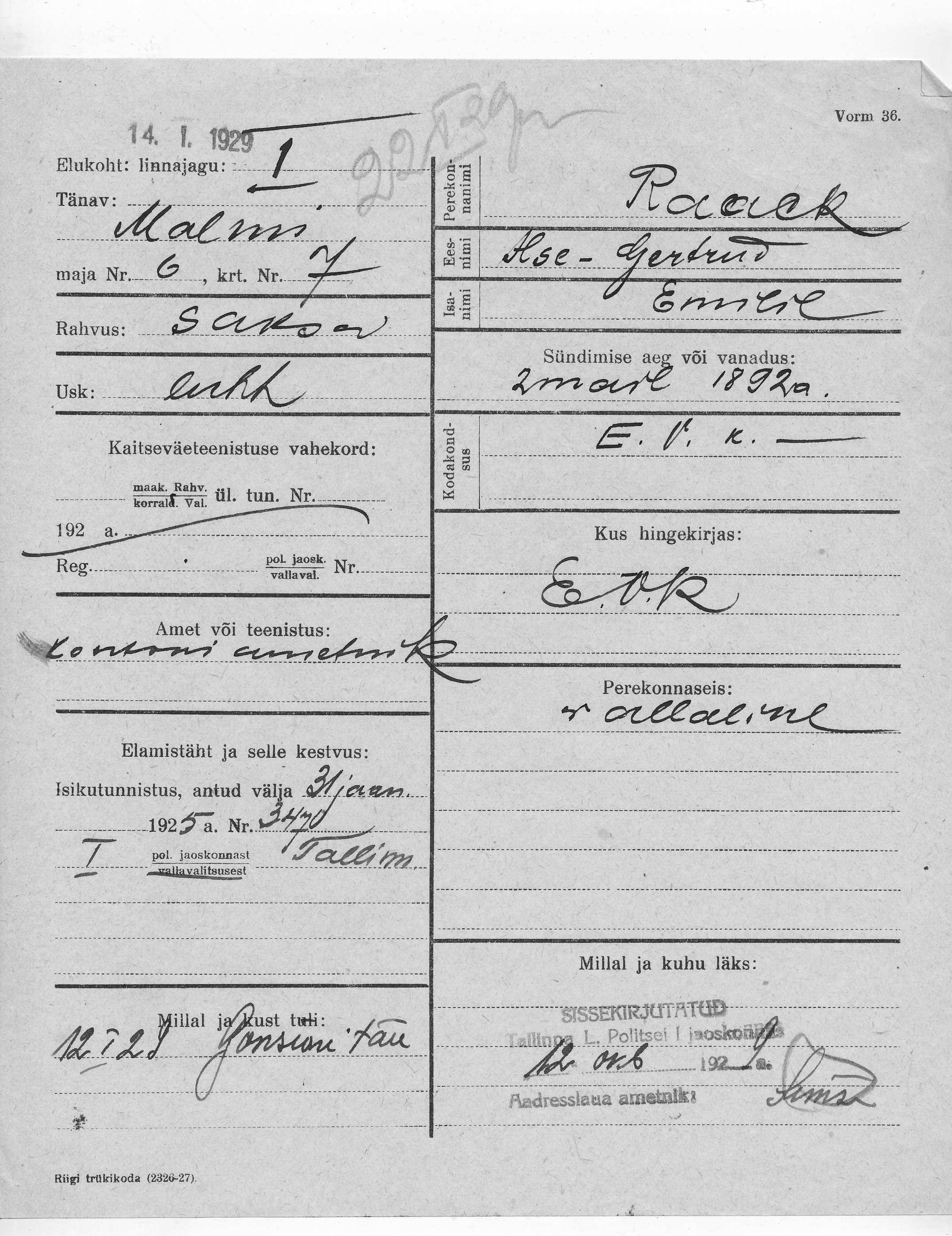 Raak, Ilse-Gertrud, Emilie